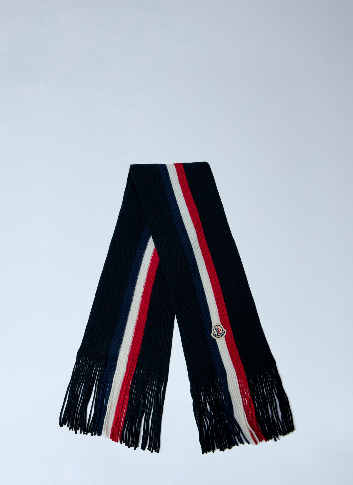 Moncler Men Ribbed Knit Scarf With Fringed Ends MONCLER