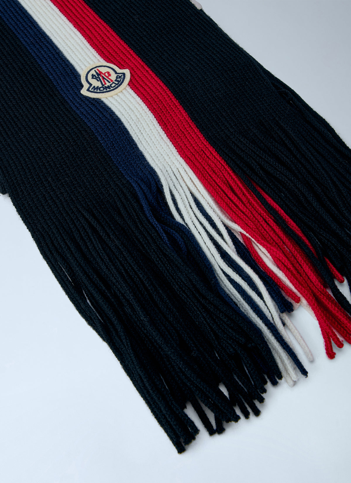 Moncler Men Ribbed Knit Scarf With Fringed Ends MONCLER