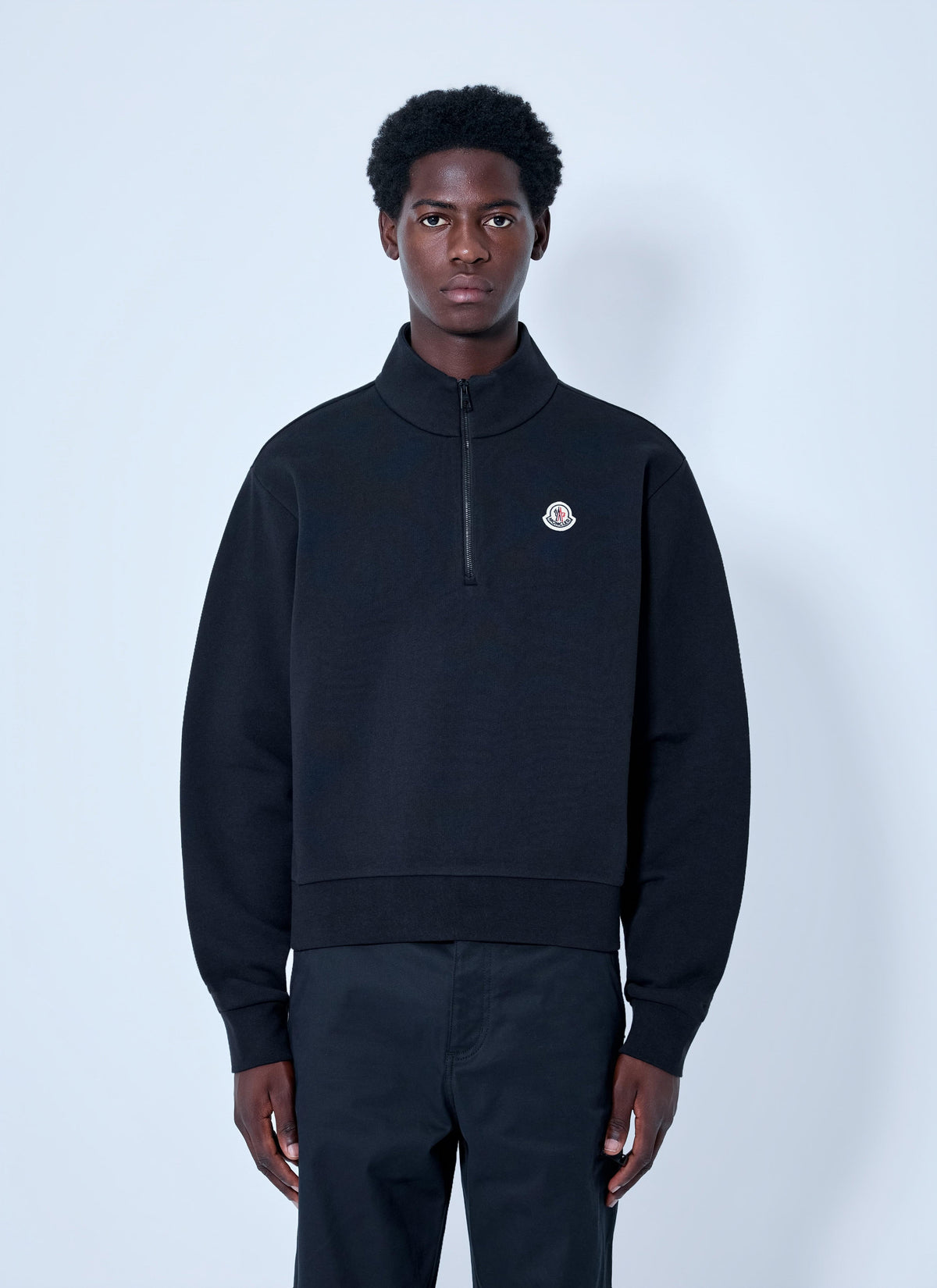Moncler Men Half-Zip Sweatshirt With Logo Patch MONCLER