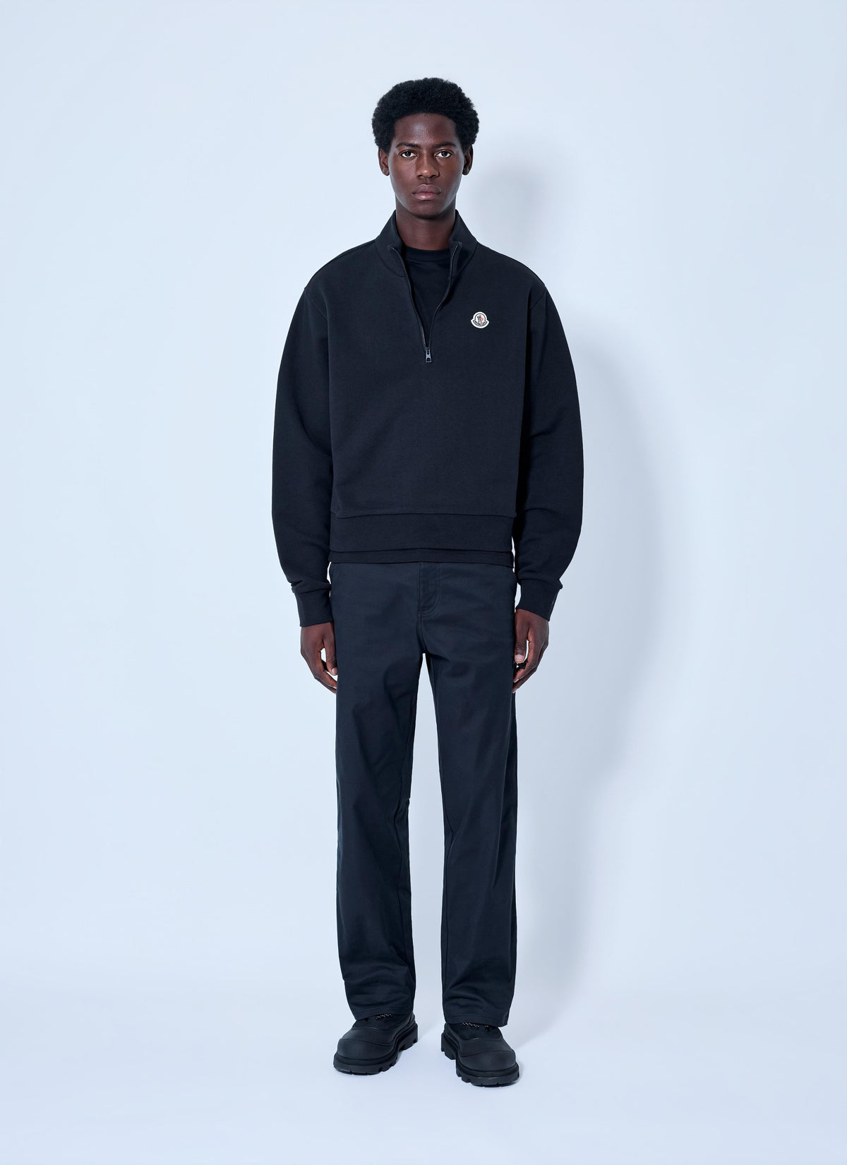 Moncler Men Half-Zip Sweatshirt With Logo Patch MONCLER
