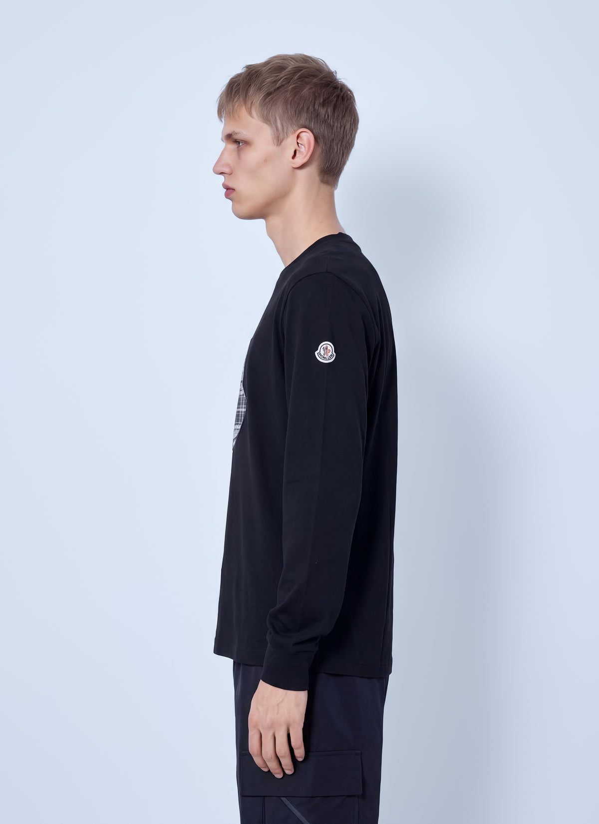 Moncler Men Check Panel Cotton Jersey T-Shirt MONCLER