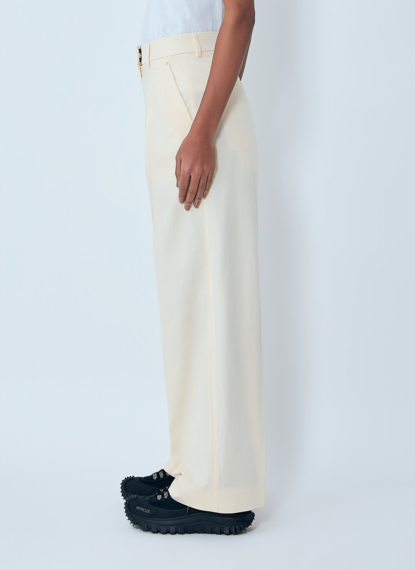 Moncler Women Cotton Gabardine Wide-Leg Tailored Pants MONCLER