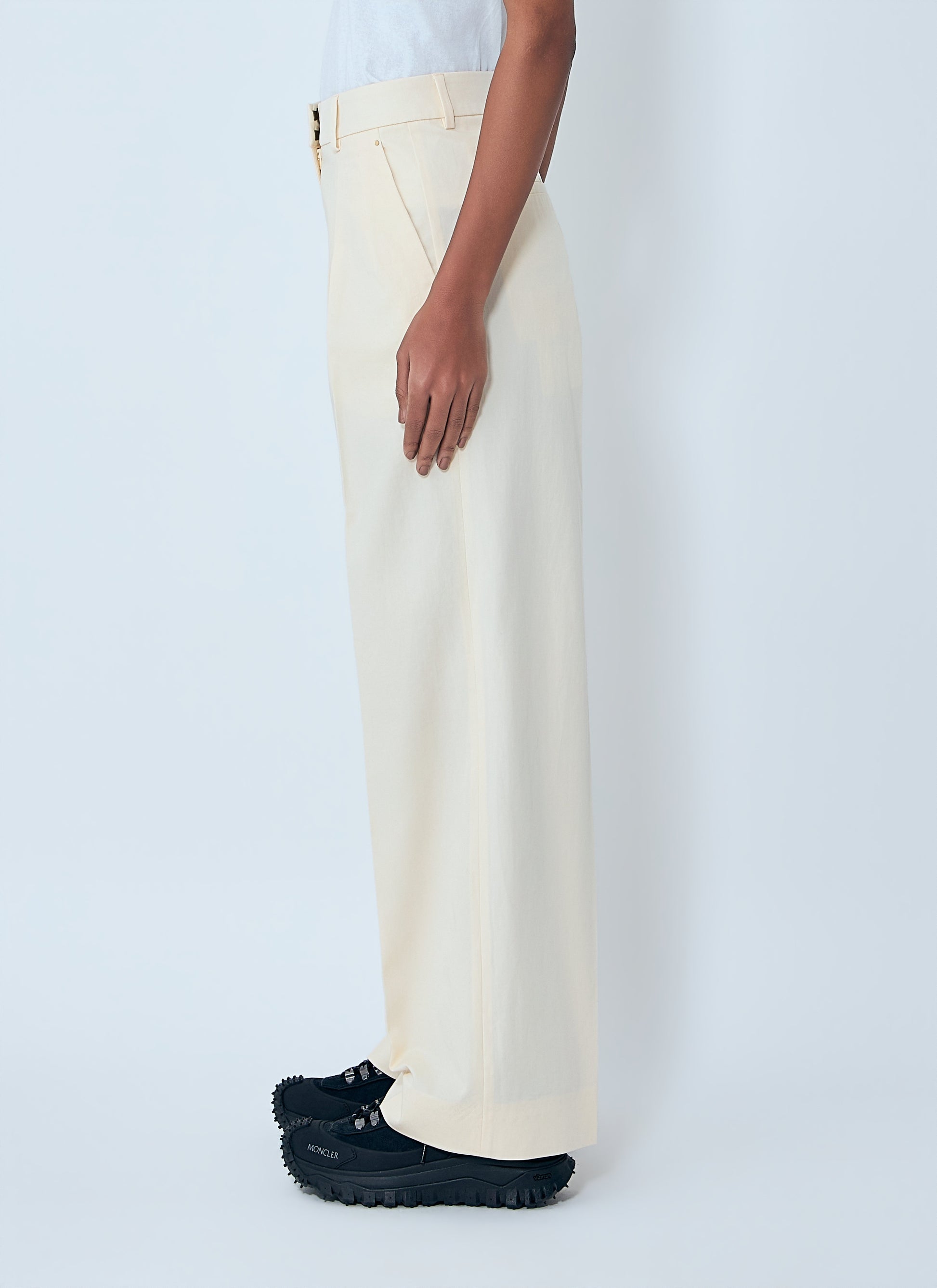 Moncler Women Cotton Gabardine Wide-Leg Tailored Pants MONCLER