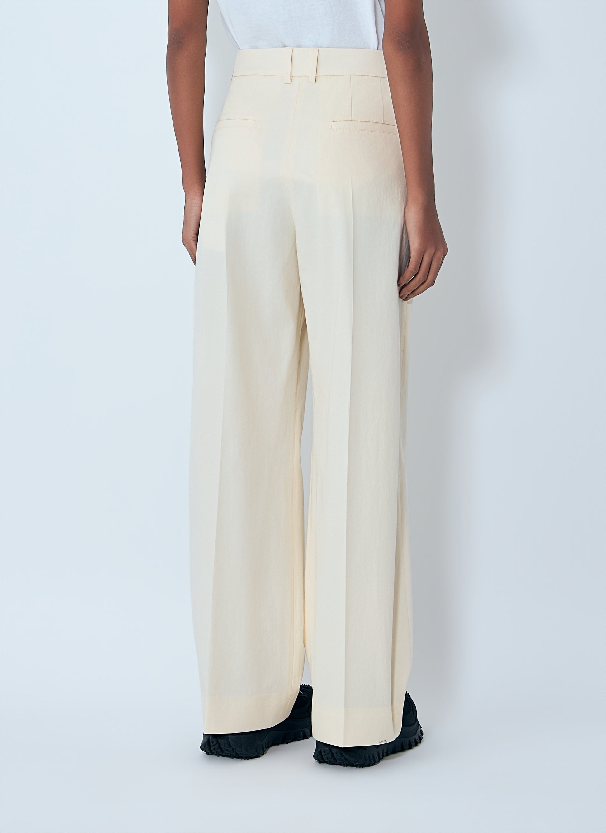 Moncler Women Cotton Gabardine Wide-Leg Tailored Pants MONCLER