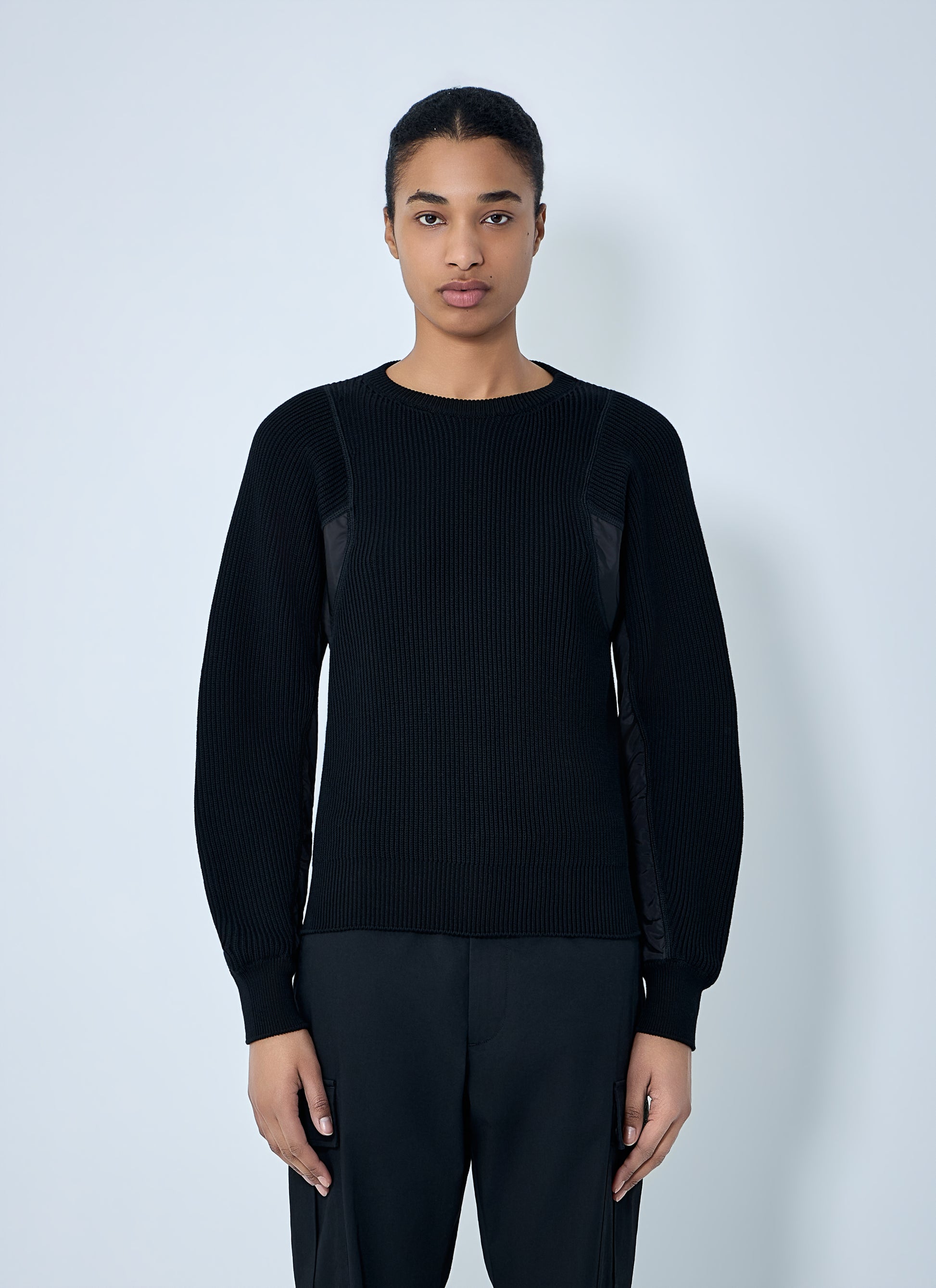 Moncler Women Ribbed Knit Sweater With Contrast Panels MONCLER