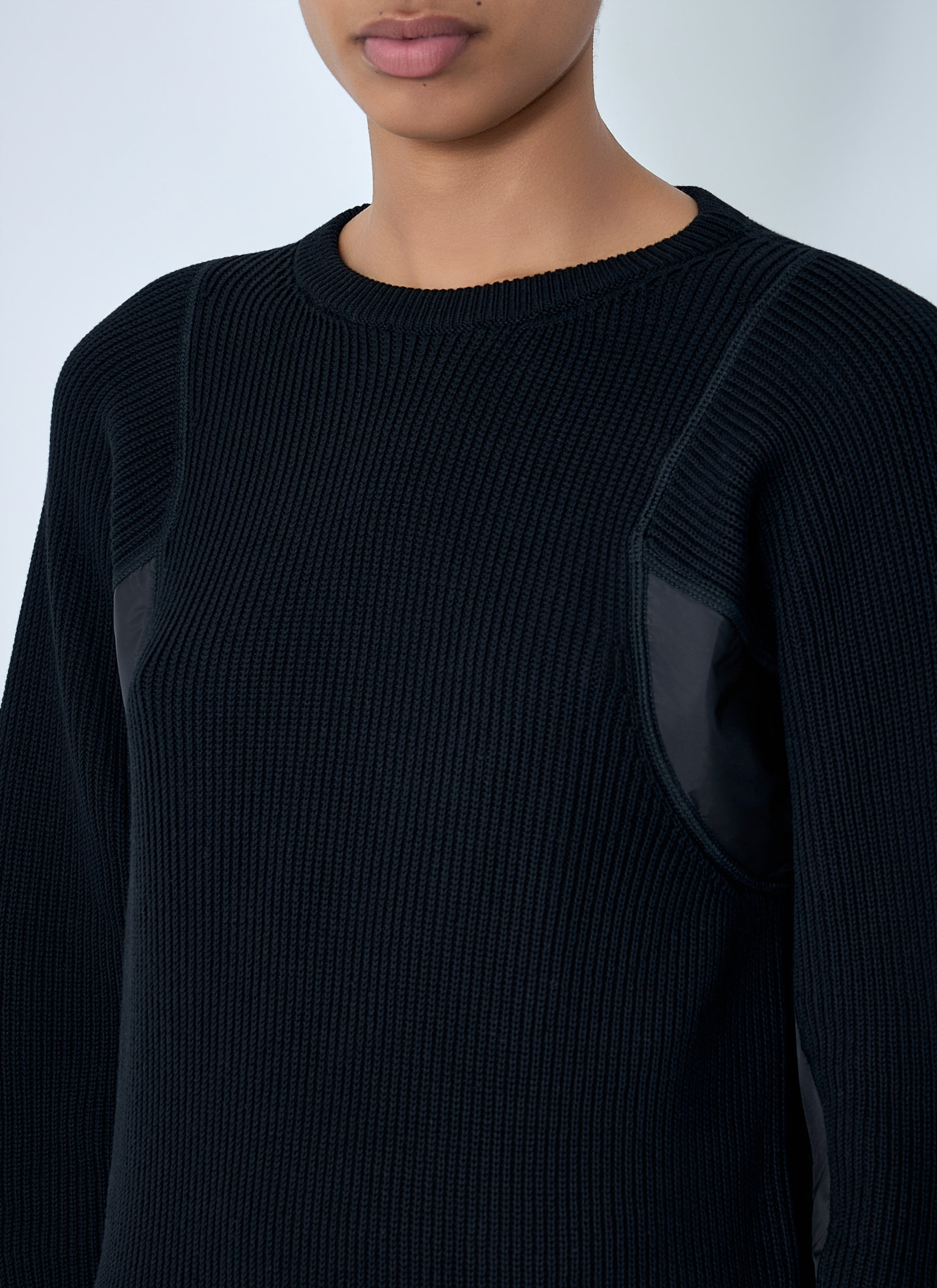 Moncler Women Ribbed Knit Sweater With Contrast Panels MONCLER