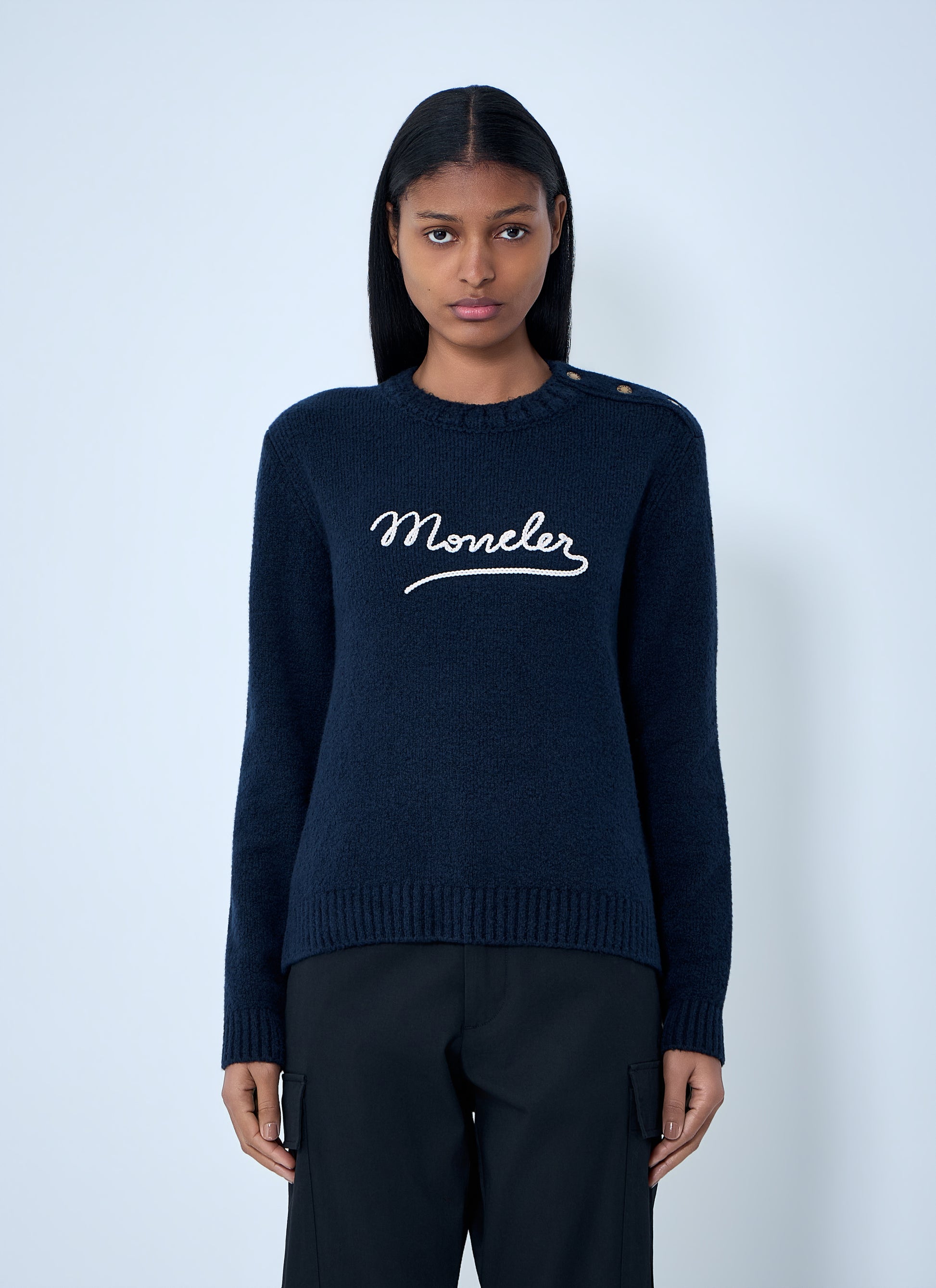 Moncler Women Embroidered Logo Wool Sweater MONCLER