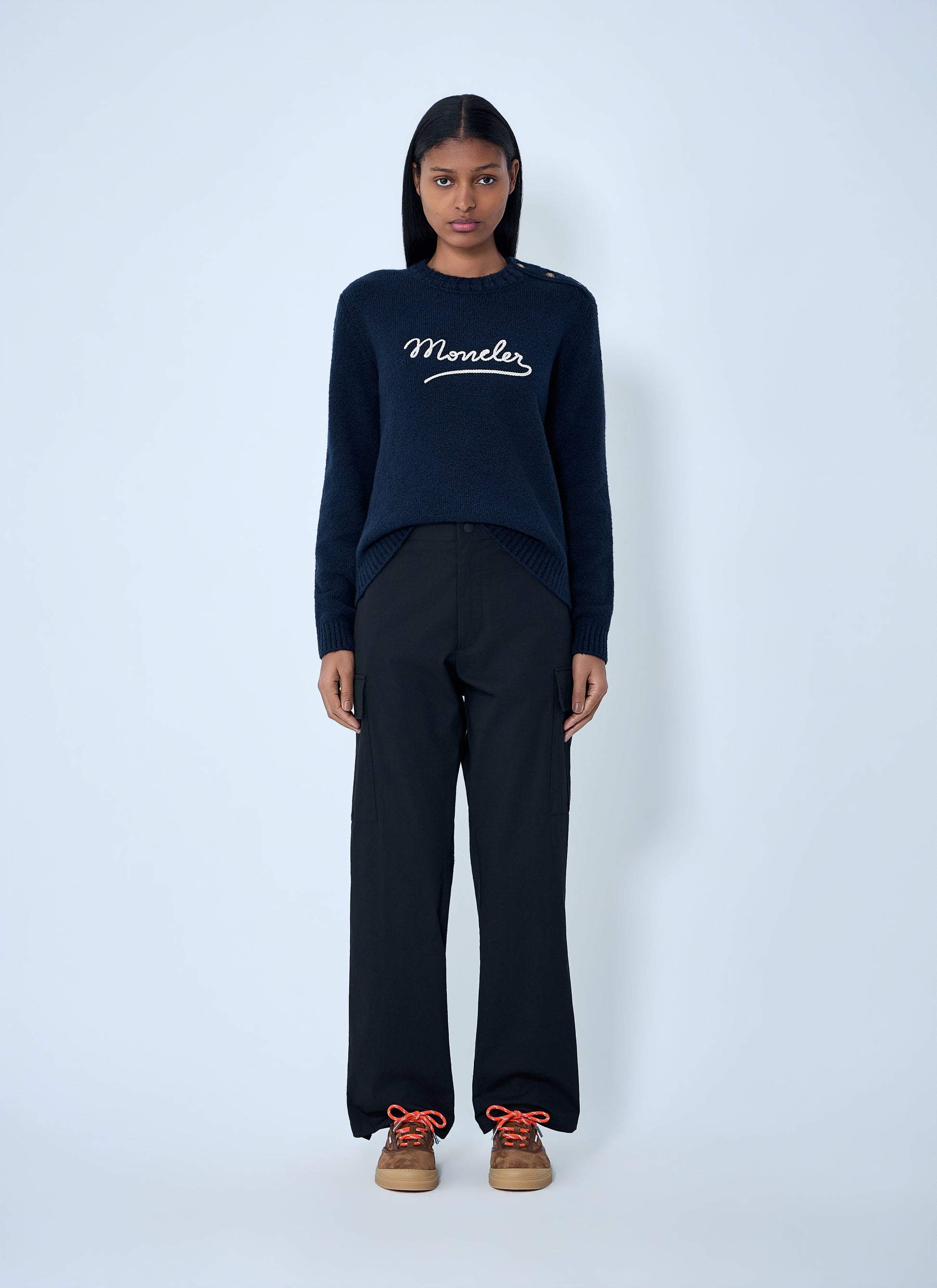 Moncler Women Embroidered Logo Wool Sweater MONCLER