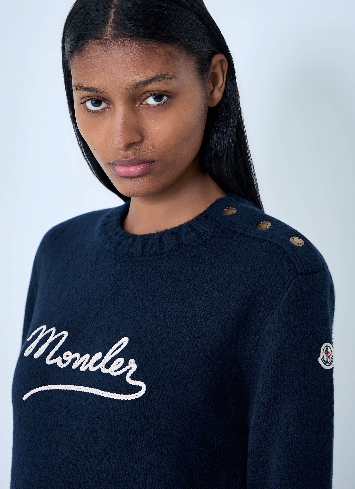 Moncler Women Embroidered Logo Wool Sweater MONCLER