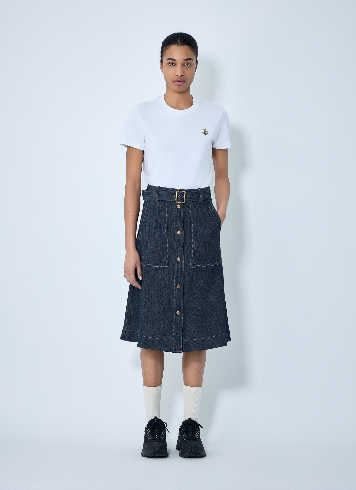 Moncler Women Button-Front Denim Midi Skirt MONCLER