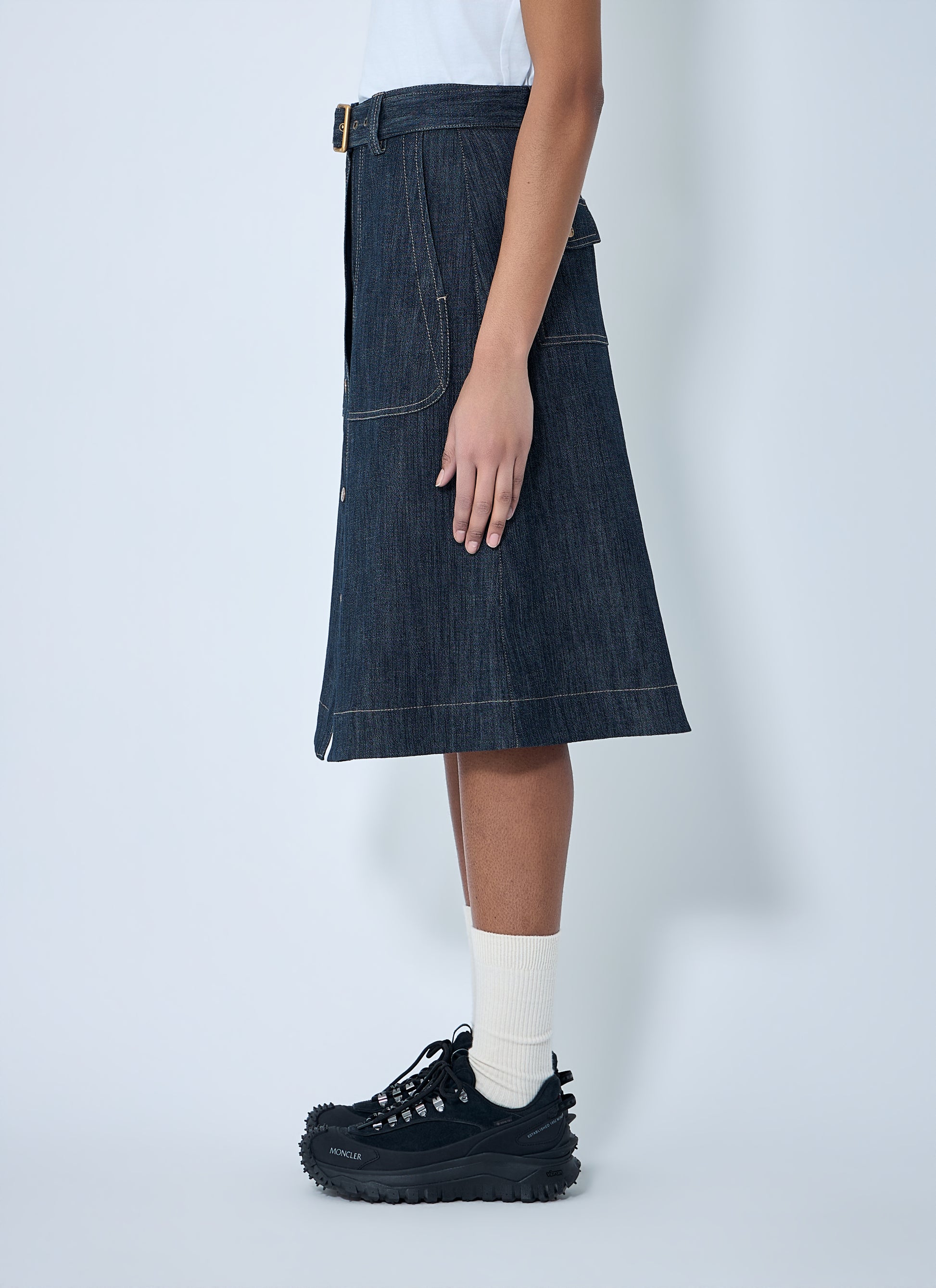Moncler Women Button-Front Denim Midi Skirt MONCLER