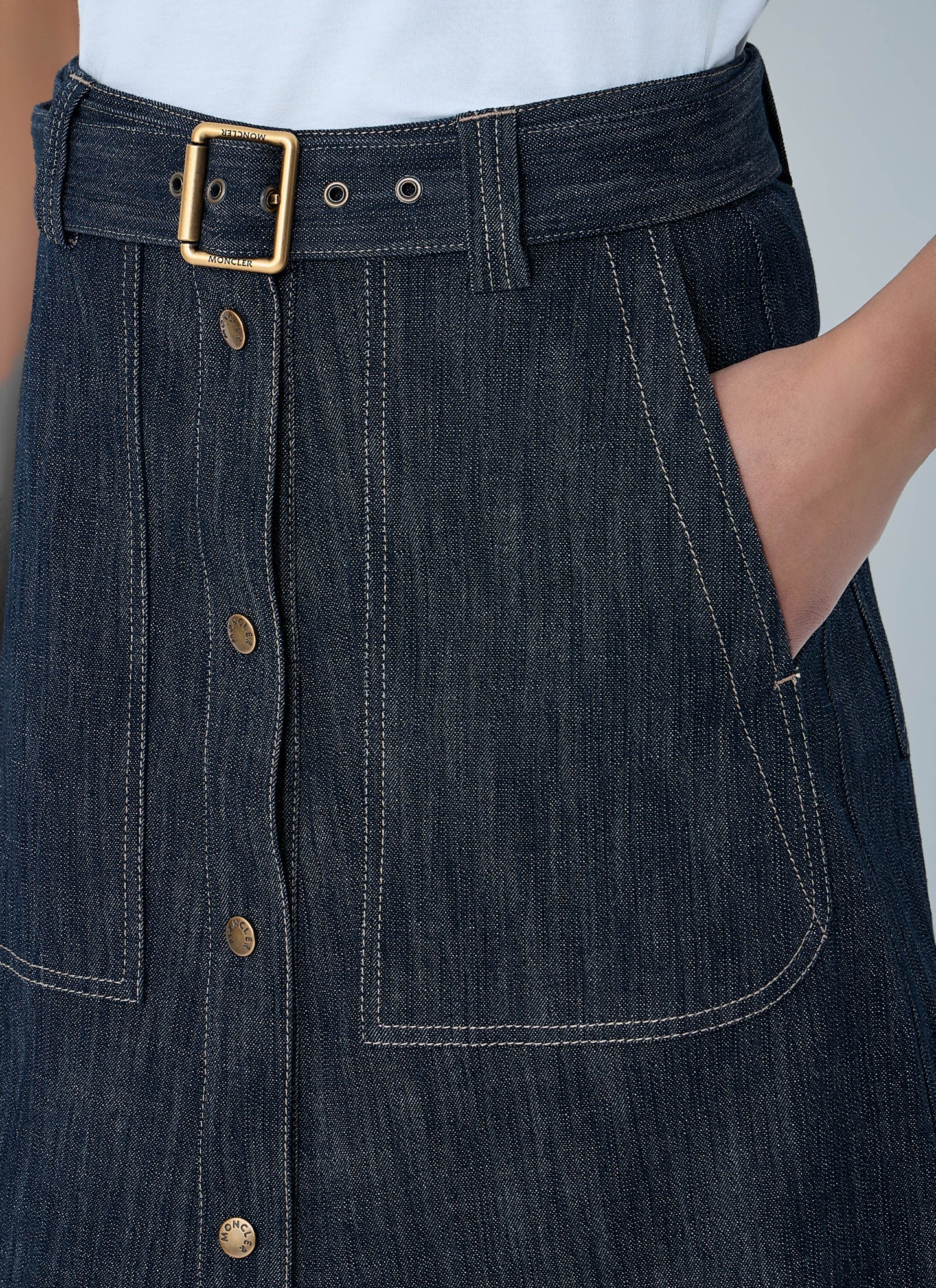 Moncler Women Button-Front Denim Midi Skirt MONCLER