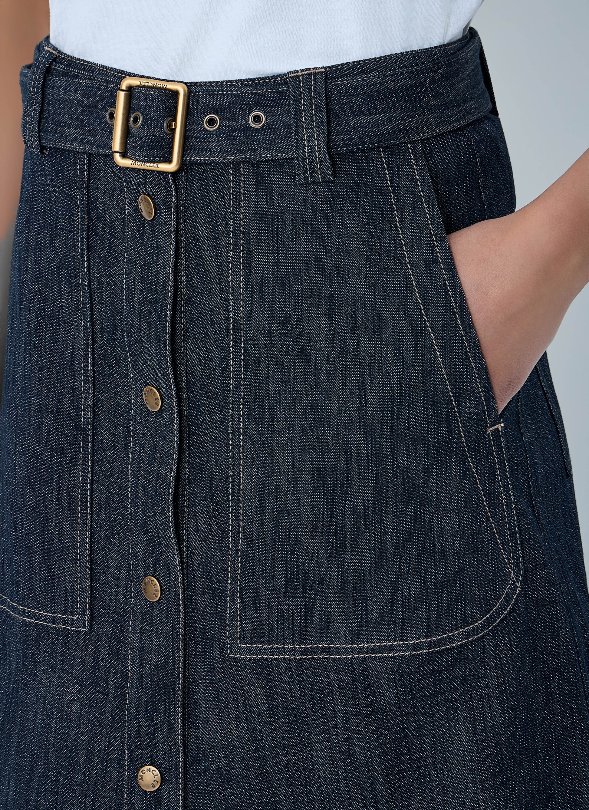Moncler Women Button-Front Denim Midi Skirt MONCLER