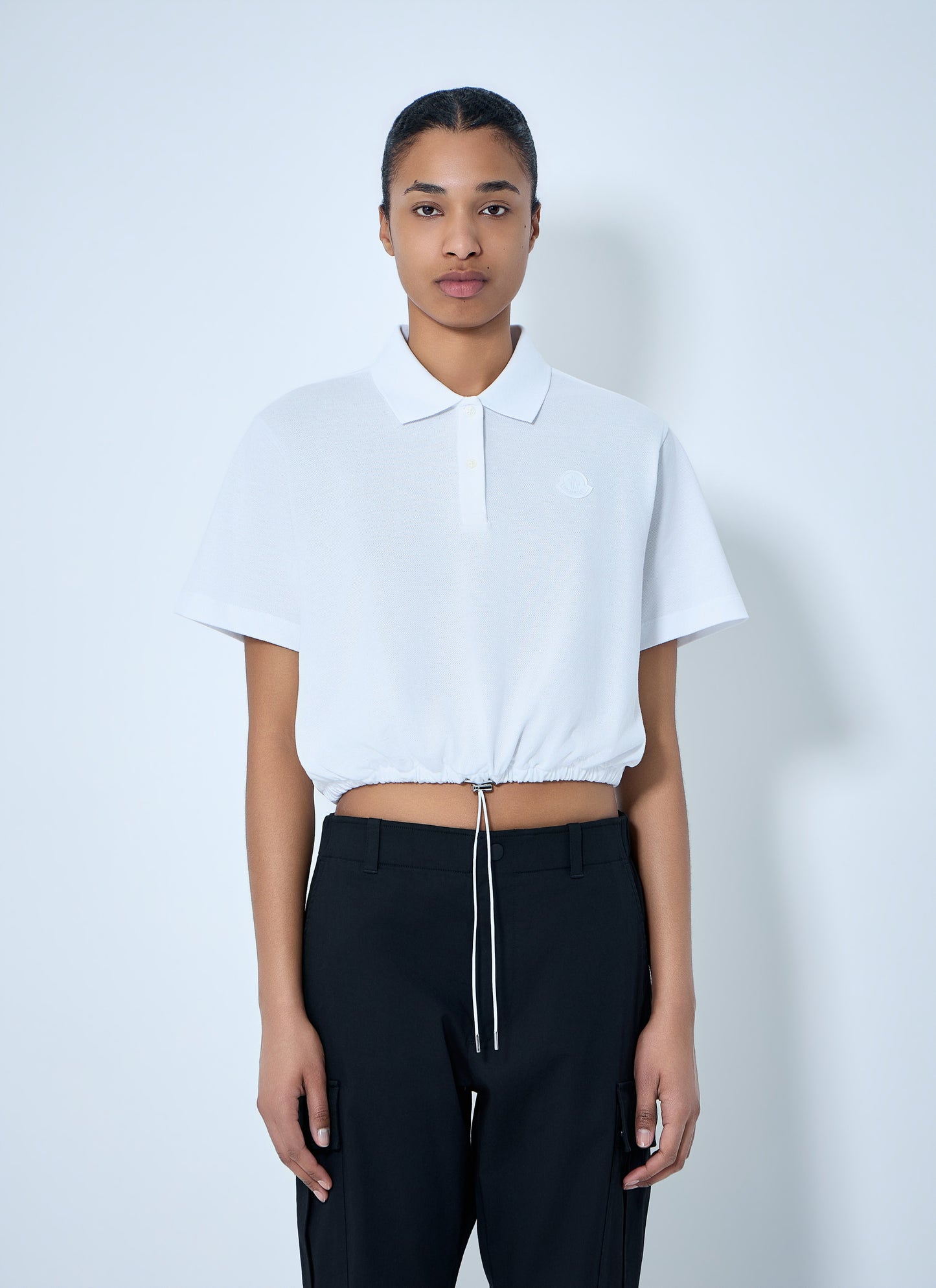 Moncler Women Cropped Drawstring Polo Shirt MONCLER