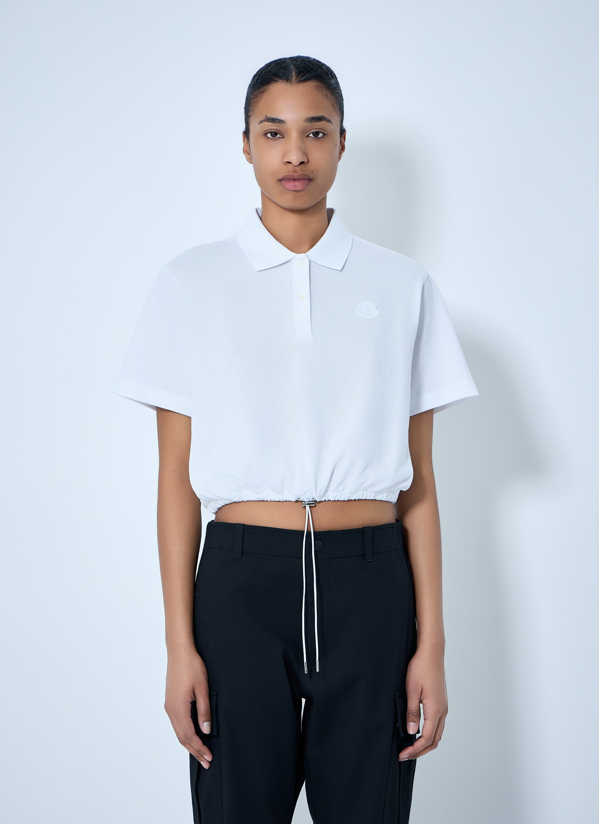 Moncler Women Cropped Drawstring Polo Shirt MONCLER