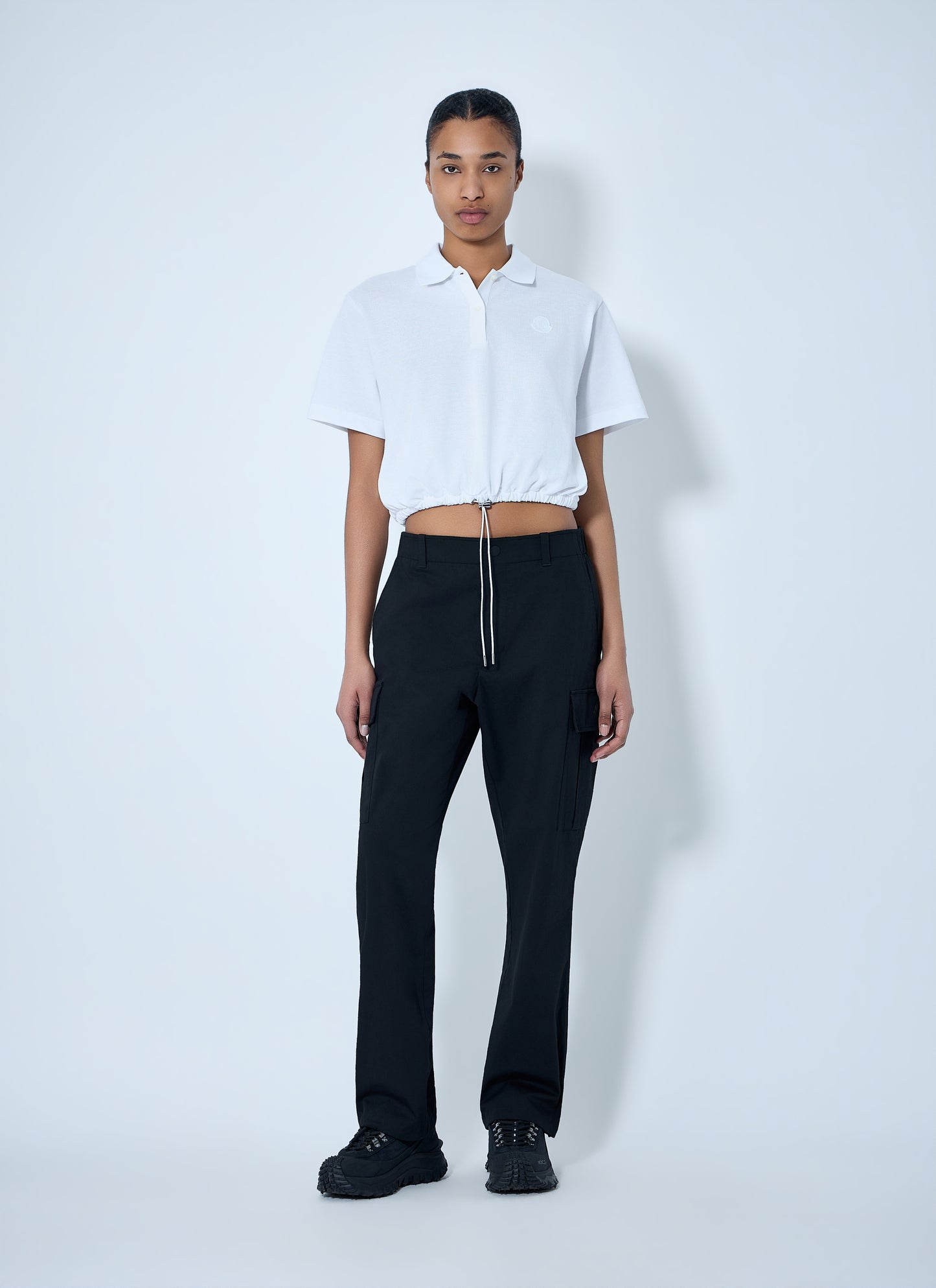 Moncler Women Cropped Drawstring Polo Shirt MONCLER