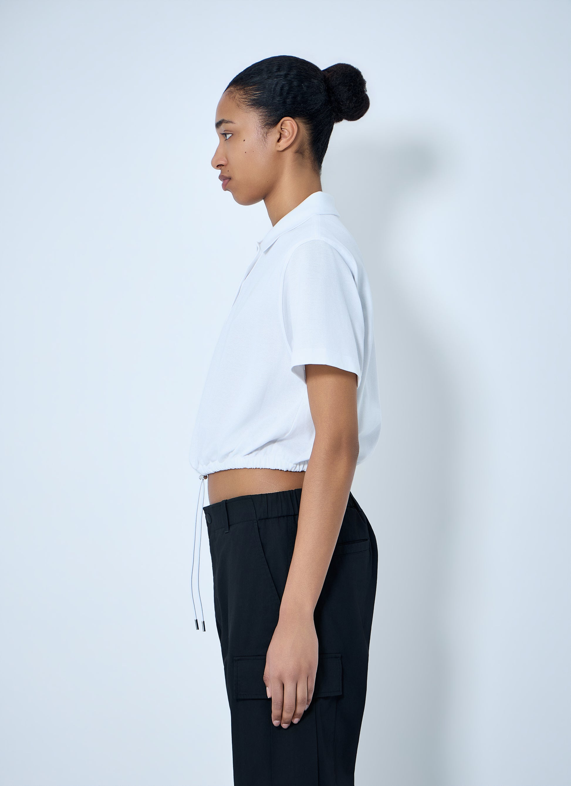 Moncler Women Cropped Drawstring Polo Shirt MONCLER