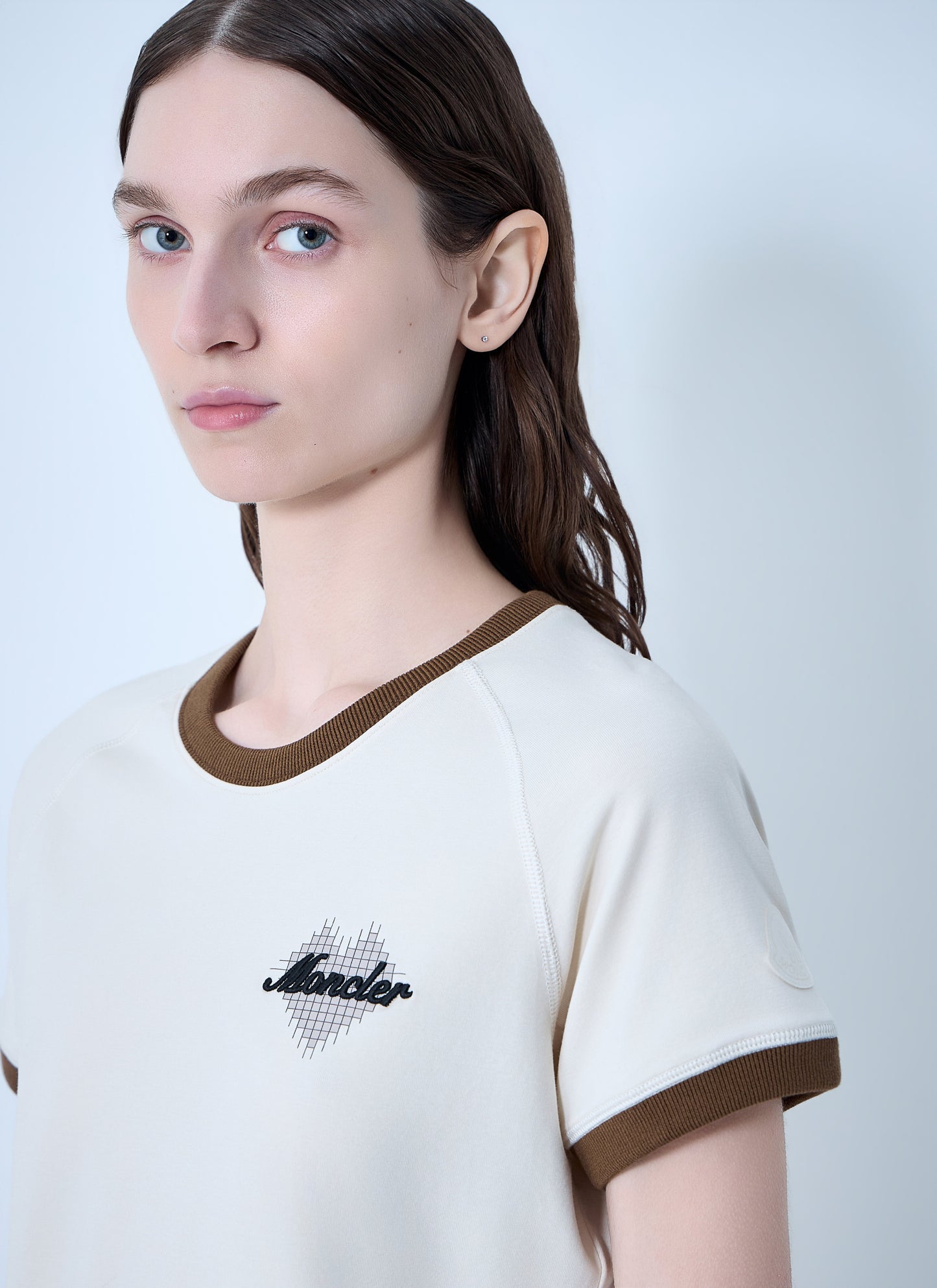 Moncler Women Ringer T-Shirt With Embroidered Detail MONCLER
