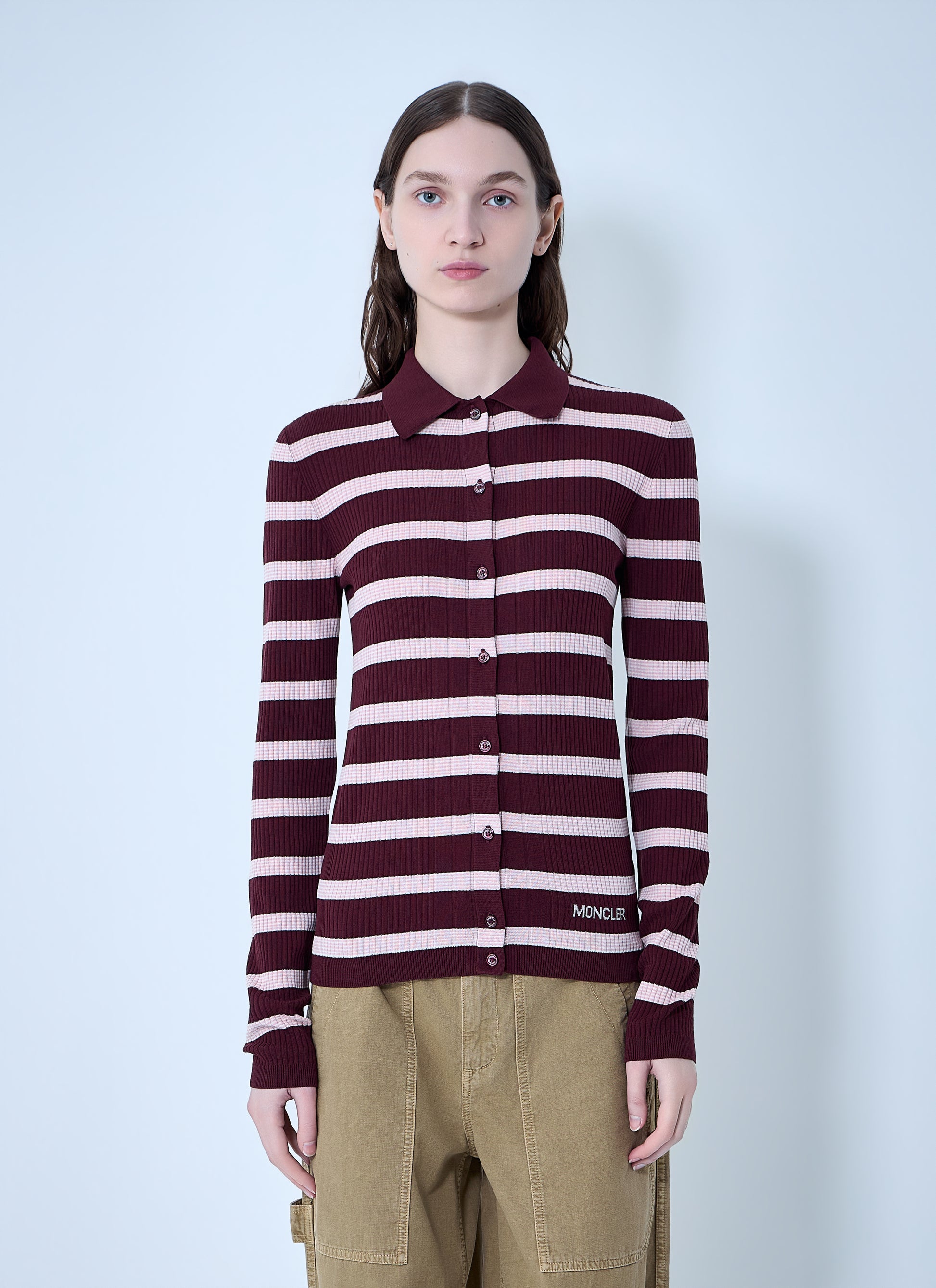 Moncler Women Ribbed Knit Striped Cardigan MONCLER