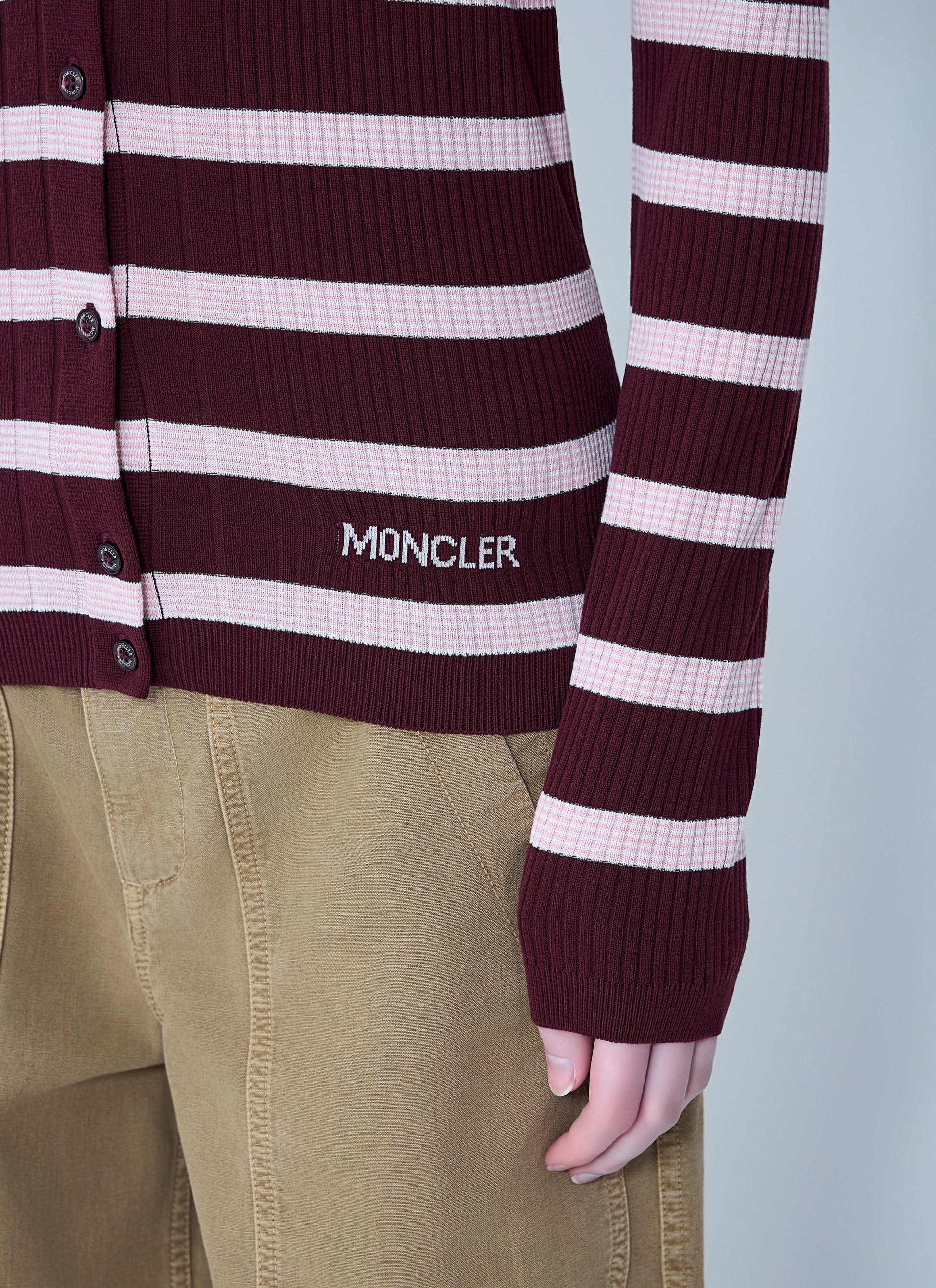 Moncler Women Ribbed Knit Striped Cardigan MONCLER