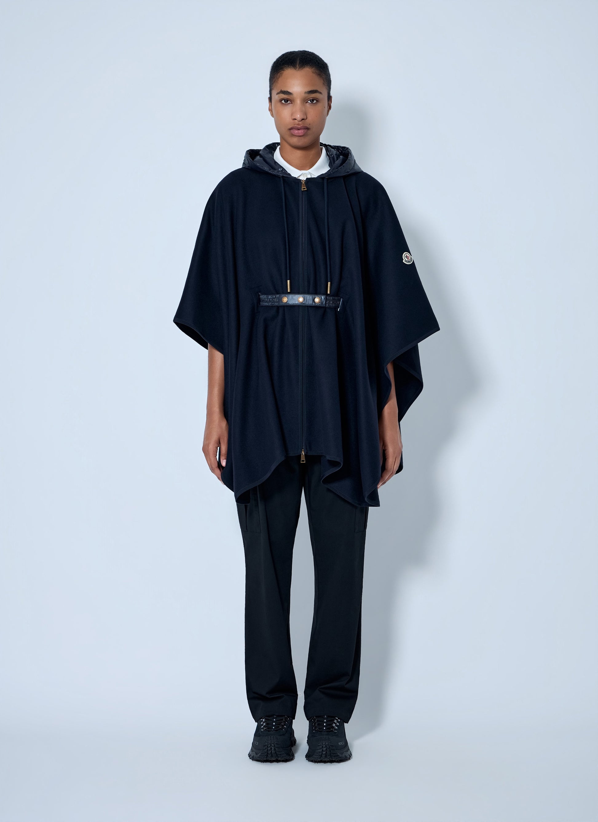 Moncler Women Hooded Cape With Belted Waist MONCLER