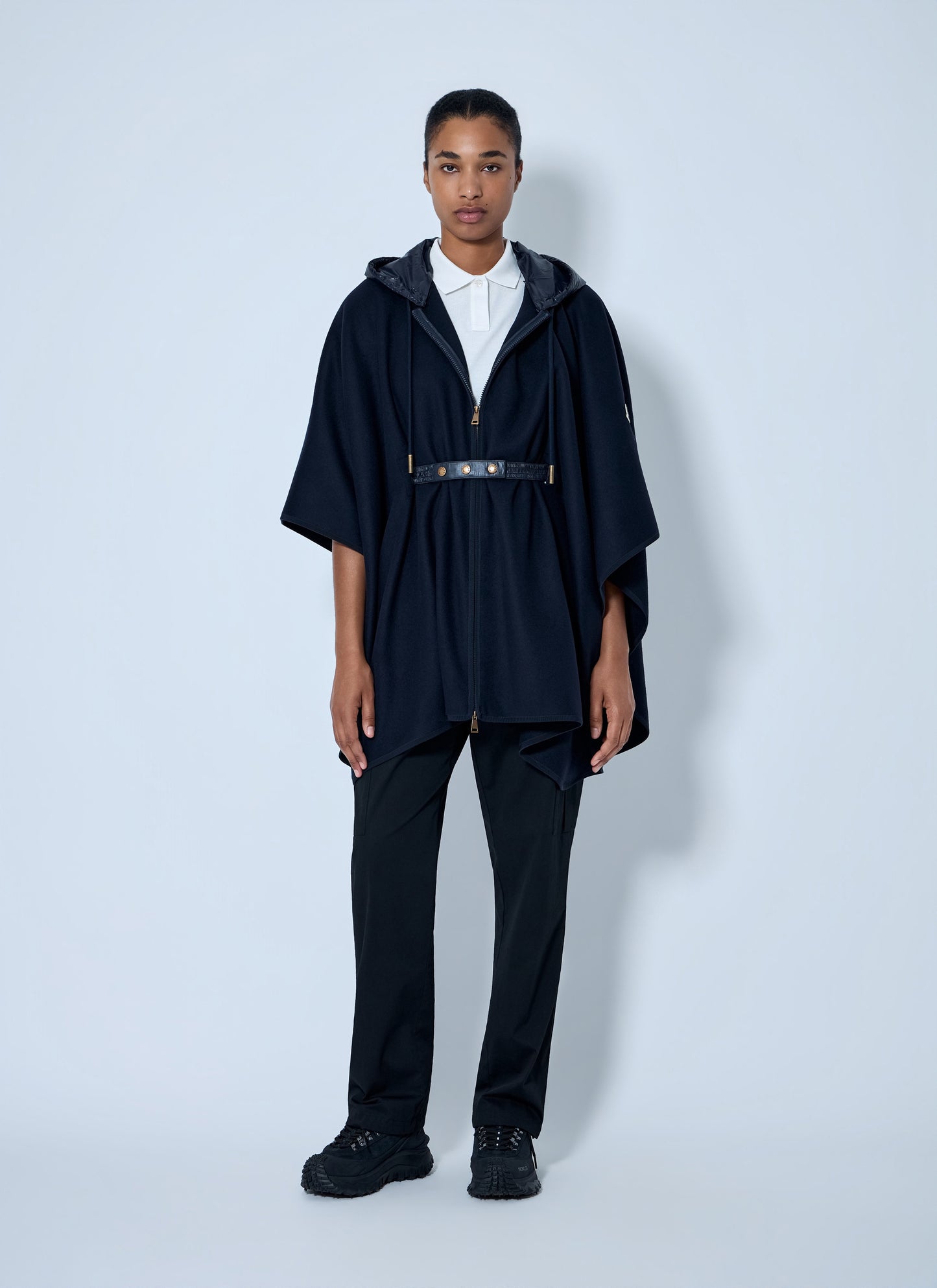 Moncler Women Hooded Cape With Belted Waist MONCLER
