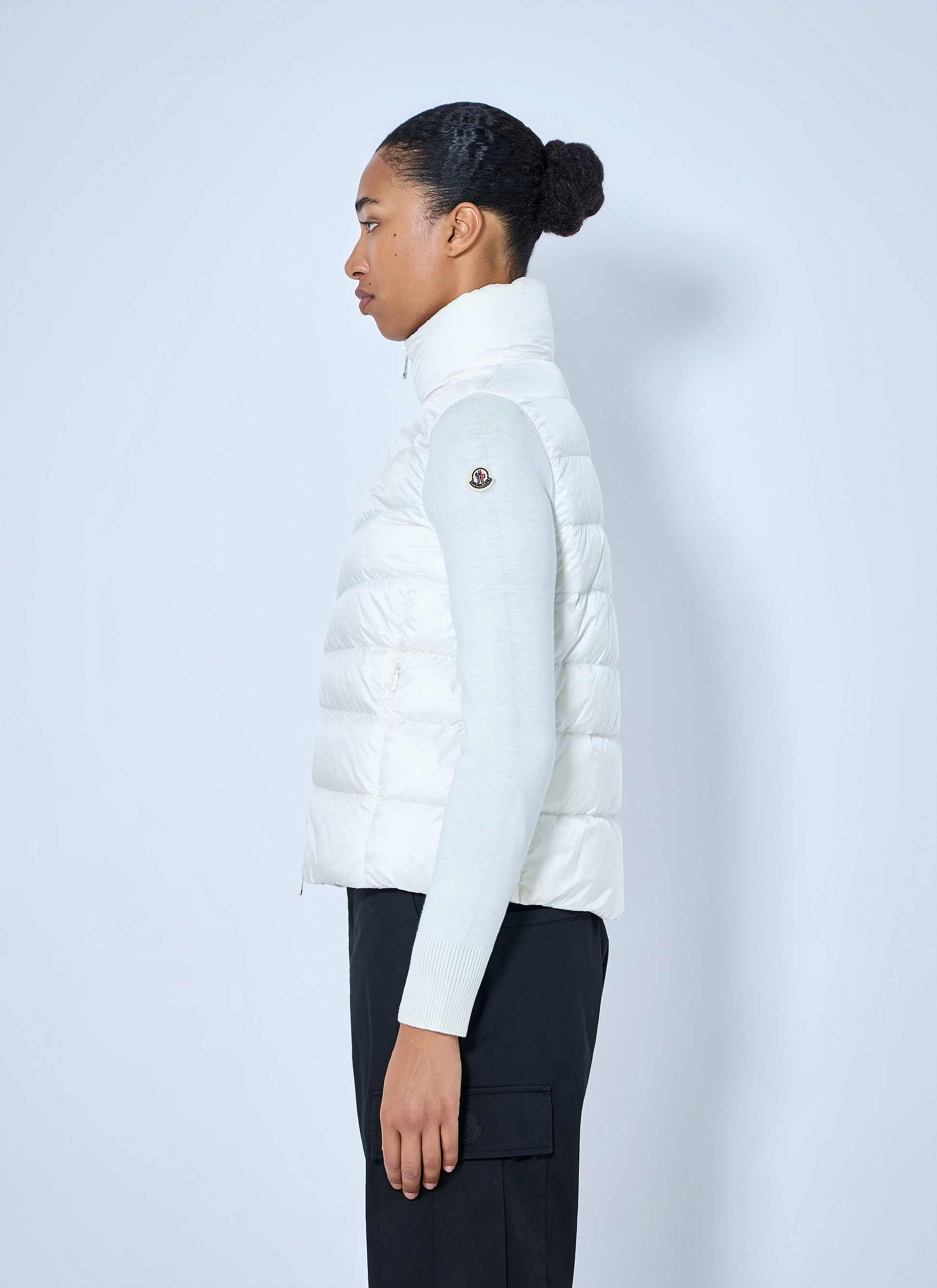 Moncler Women Quilted Puffer Jacket With Knit Sleeves MONCLER
