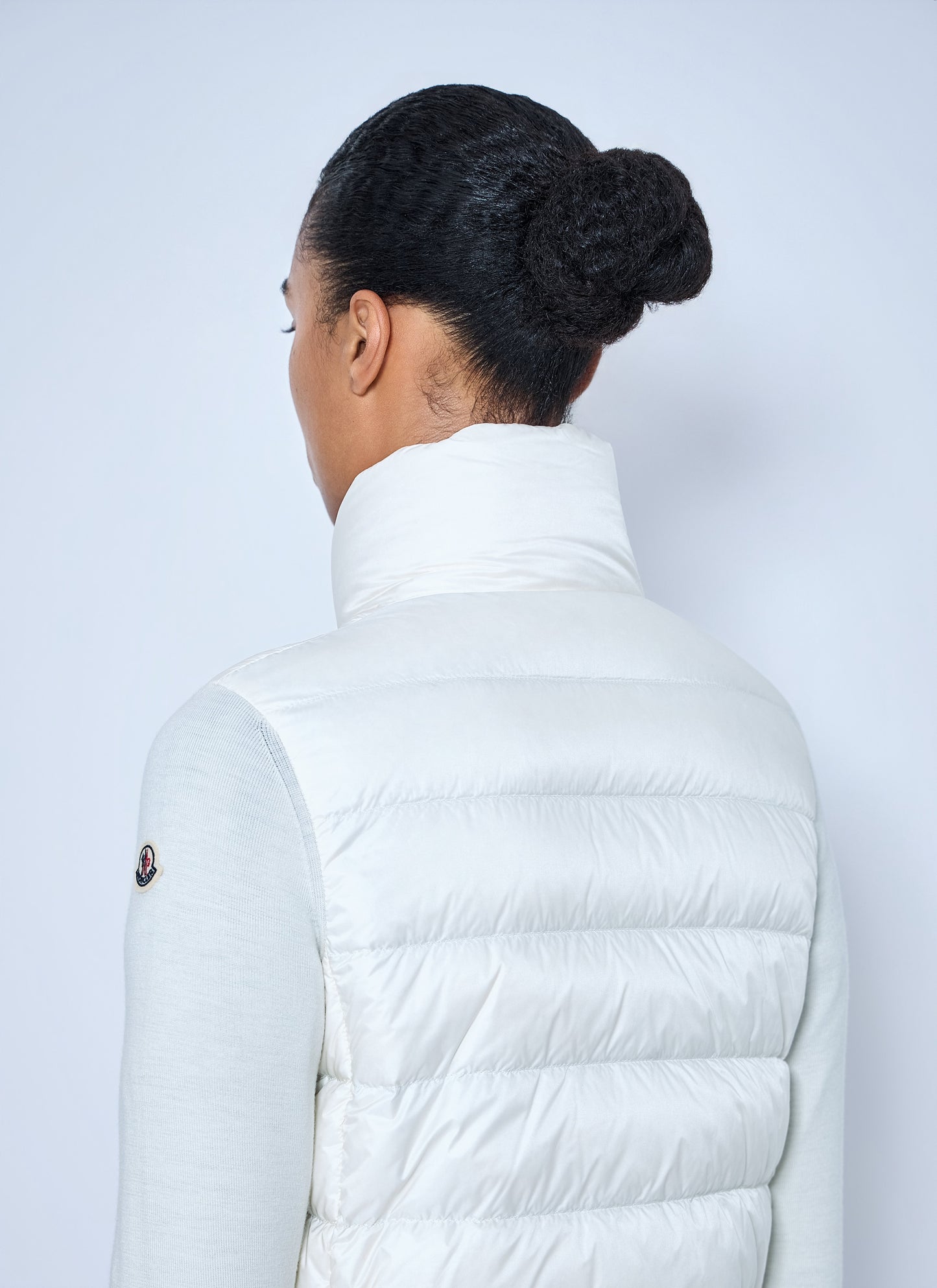 Moncler Women Quilted Puffer Jacket With Knit Sleeves MONCLER
