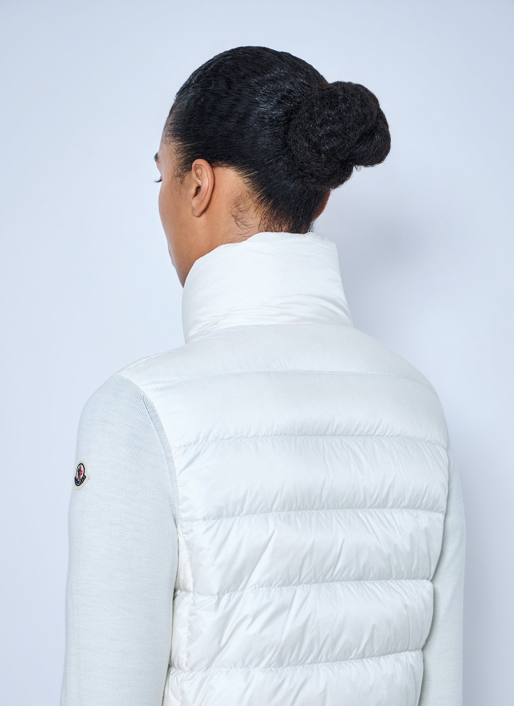 Moncler Women Quilted Puffer Jacket With Knit Sleeves MONCLER