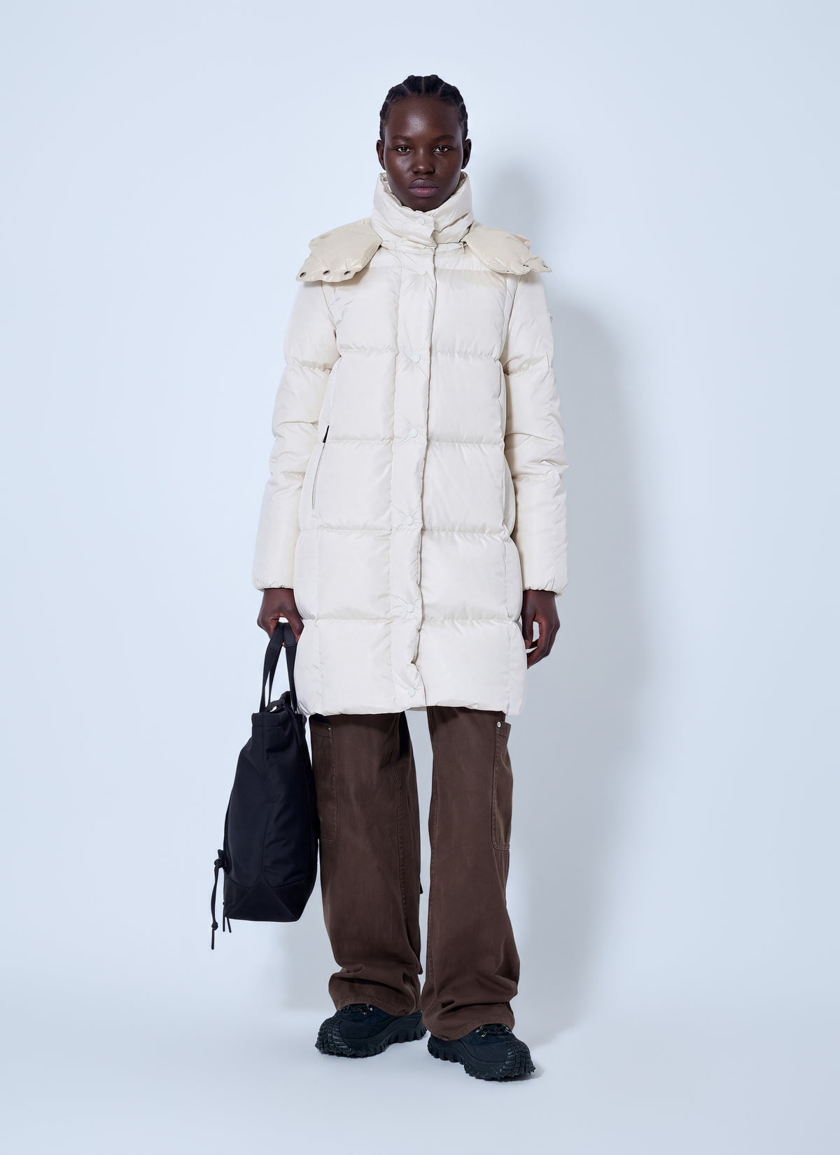 Moncler Women Litte Square-Quilted Hooded Long Down Jacket MONCLER