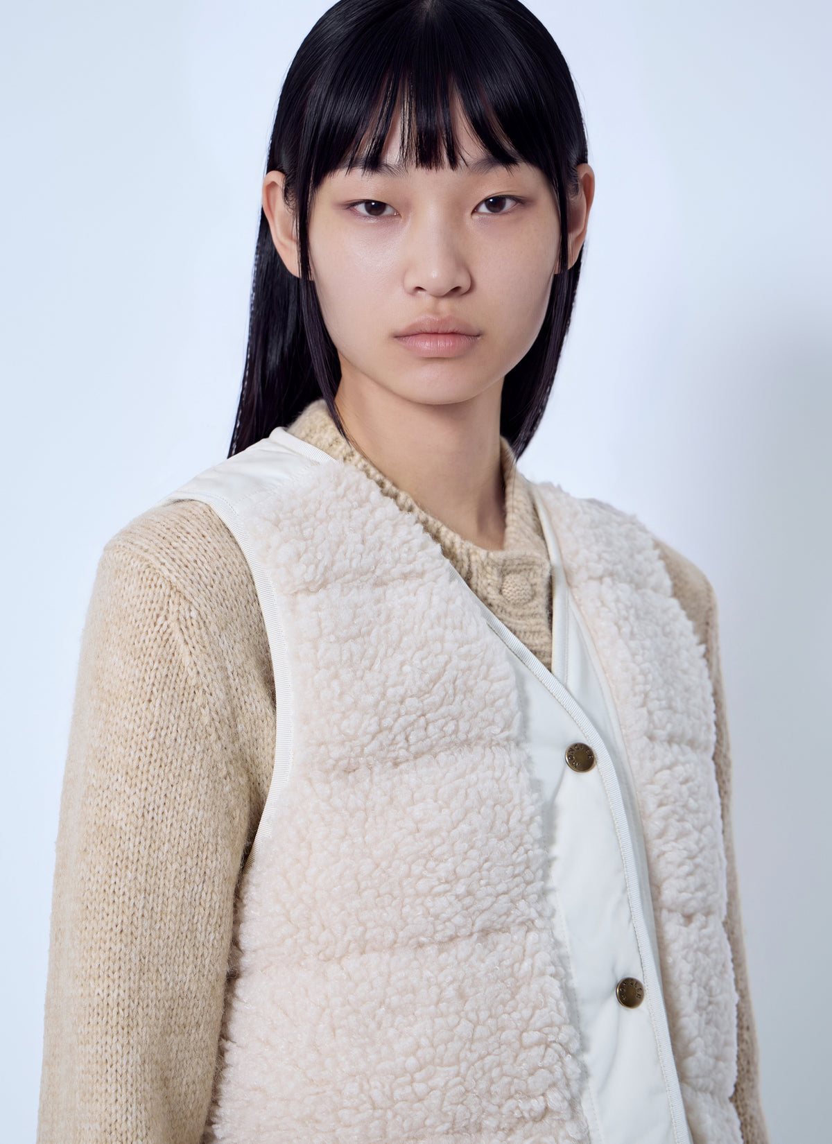 Moncler Women Fluffy Teddy Padded Gilet MONCLER