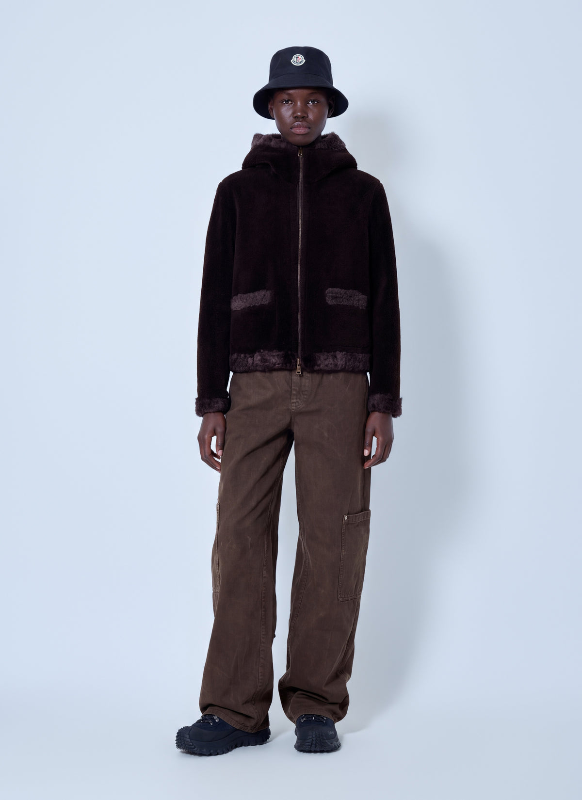 Moncler Women Leuctre Hooded Shearling Short Down Jacket MONCLER