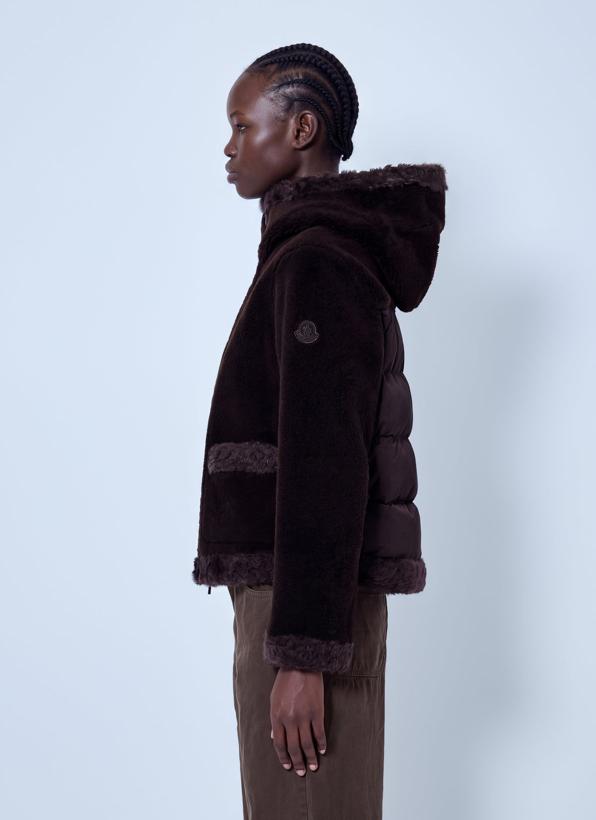 Moncler Women Leuctre Hooded Shearling Short Down Jacket MONCLER