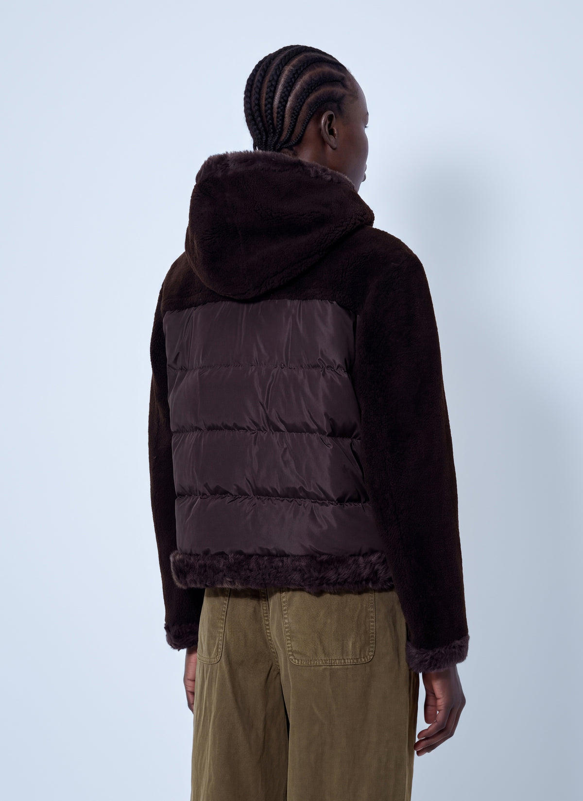 Moncler Women Leuctre Hooded Shearling Short Down Jacket MONCLER