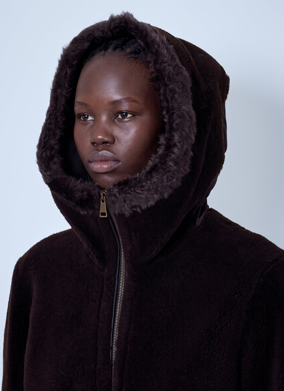 Moncler Women Leuctre Hooded Shearling Short Down Jacket MONCLER