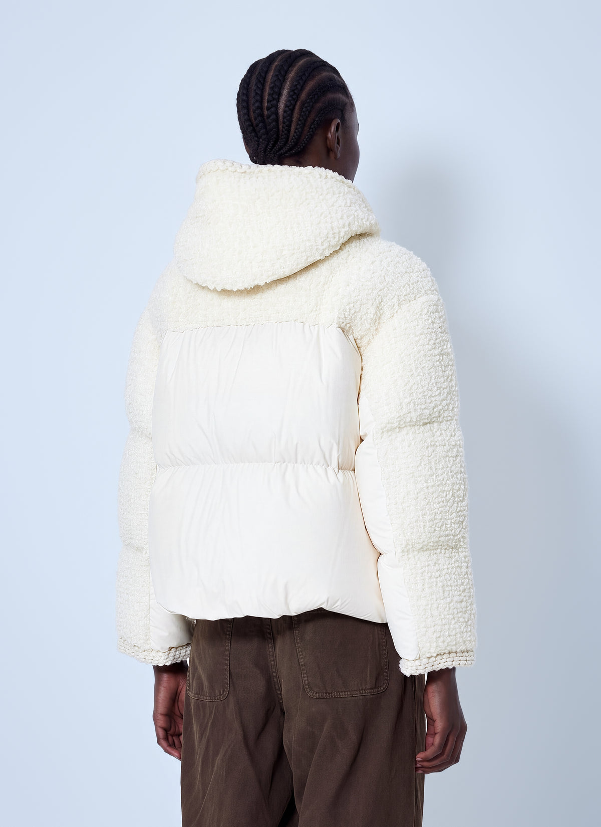 Moncler Women Cristallin Hooded Wool Blend Short Down Jacket MONCLER
