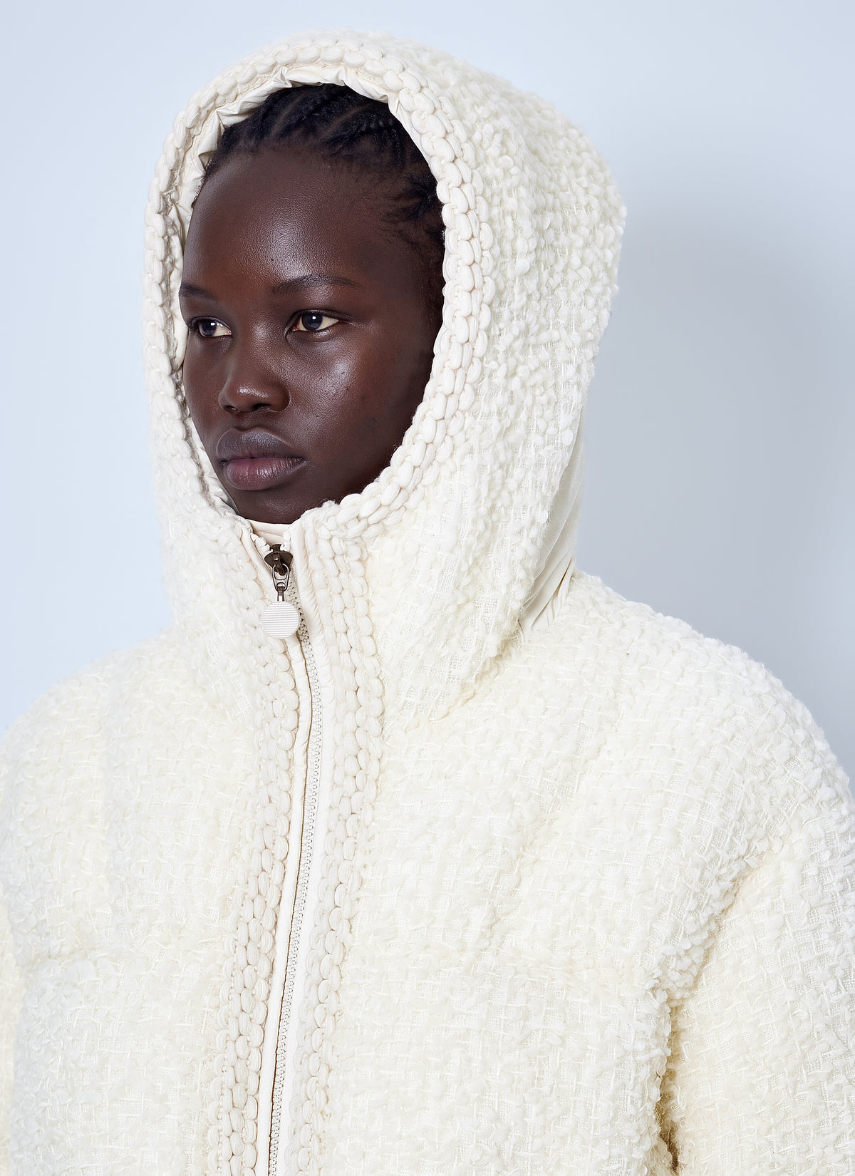 Moncler Women Cristallin Hooded Wool Blend Short Down Jacket MONCLER