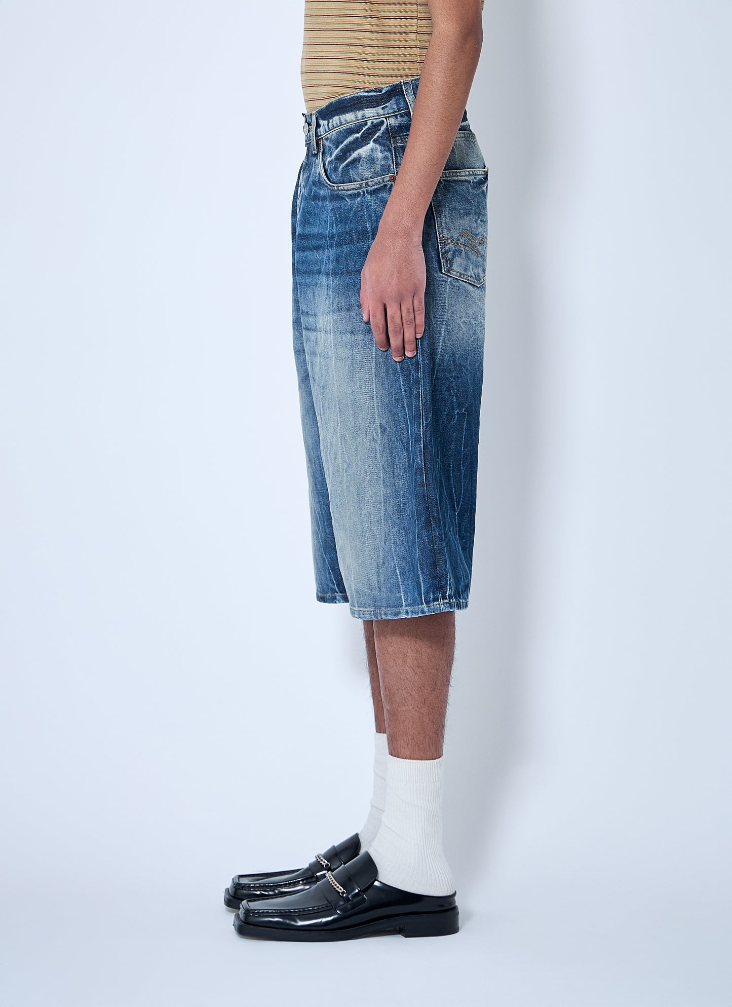 Martine Rose Men Zip-Up Jean Shorts MARTINE ROSE