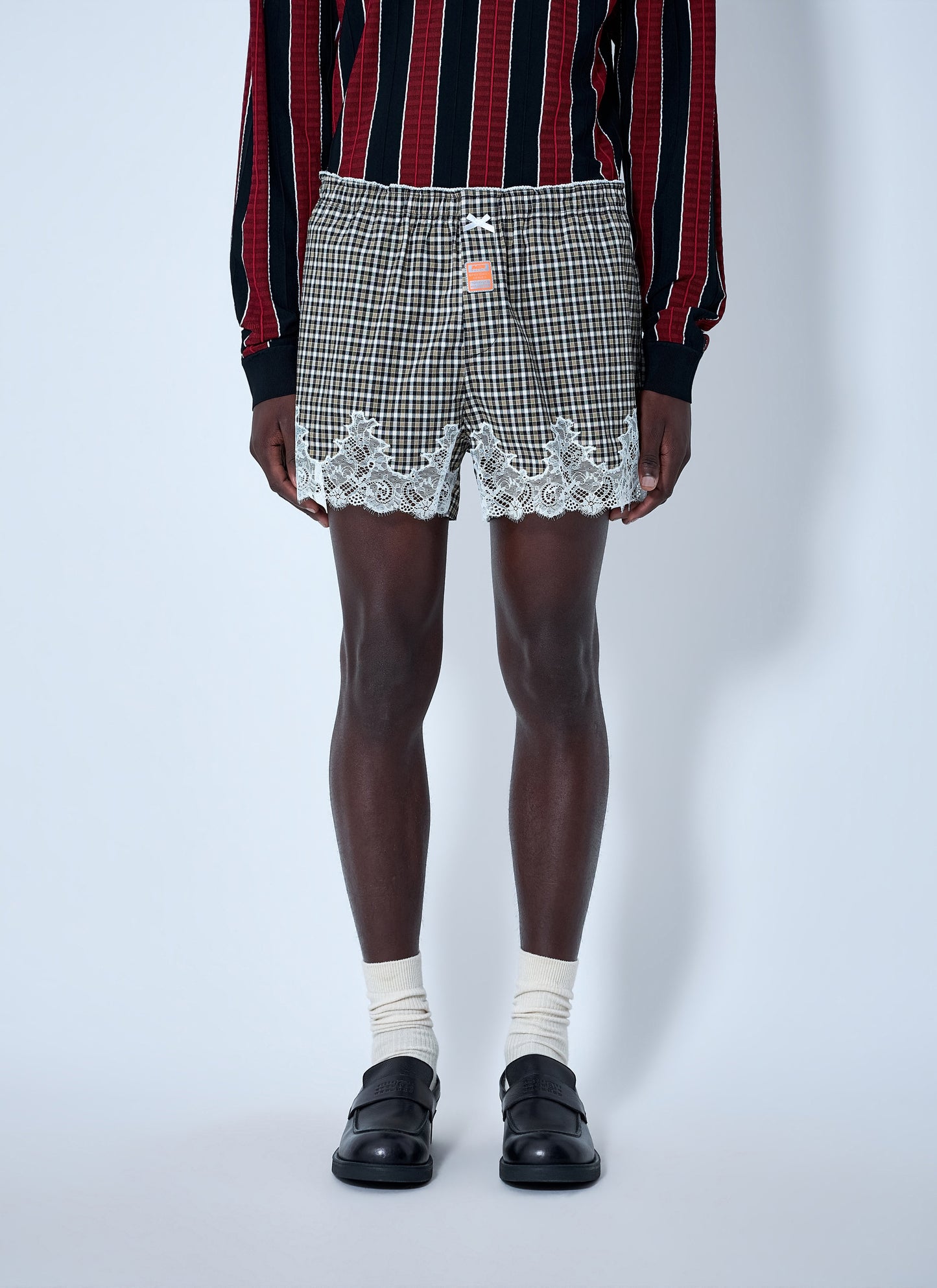 Martine Rose Men Lace Trim Checkered Shorts MARTINE ROSE