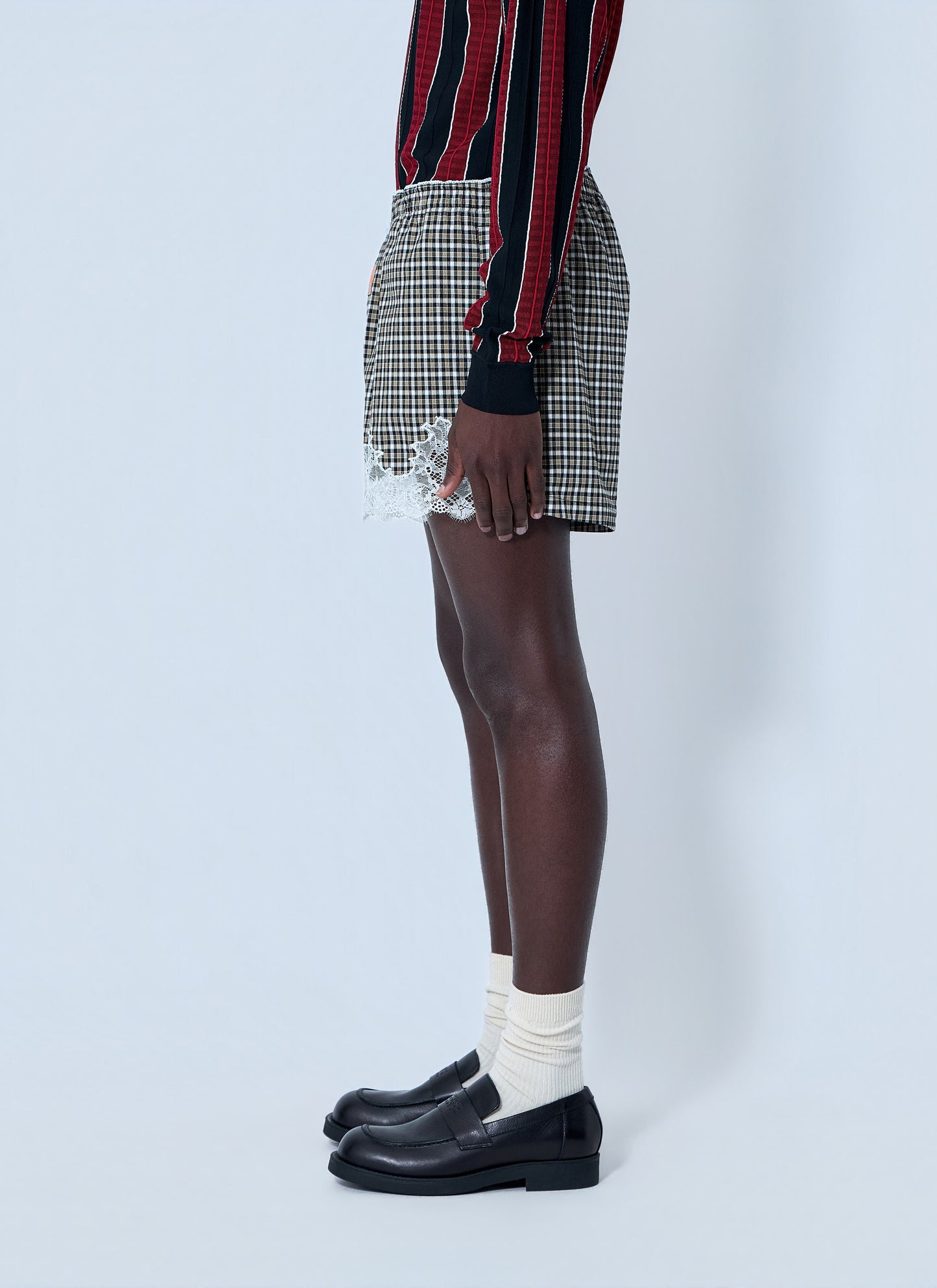 Martine Rose Men Lace Trim Checkered Shorts MARTINE ROSE