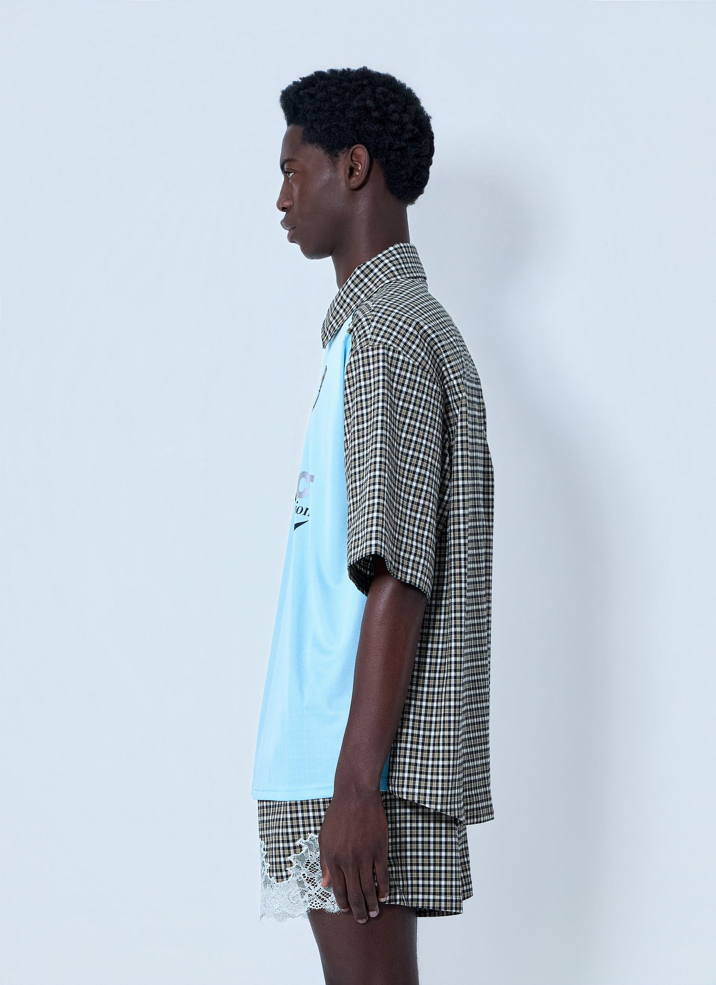 Martine Rose Men Patchwork Cotton Polo Shirt