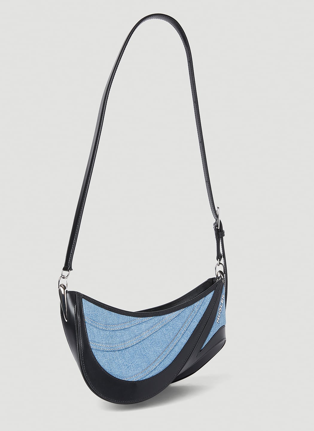 Mugler Women Denim Spiral Curve 01 Shoulder Bag MUGLER