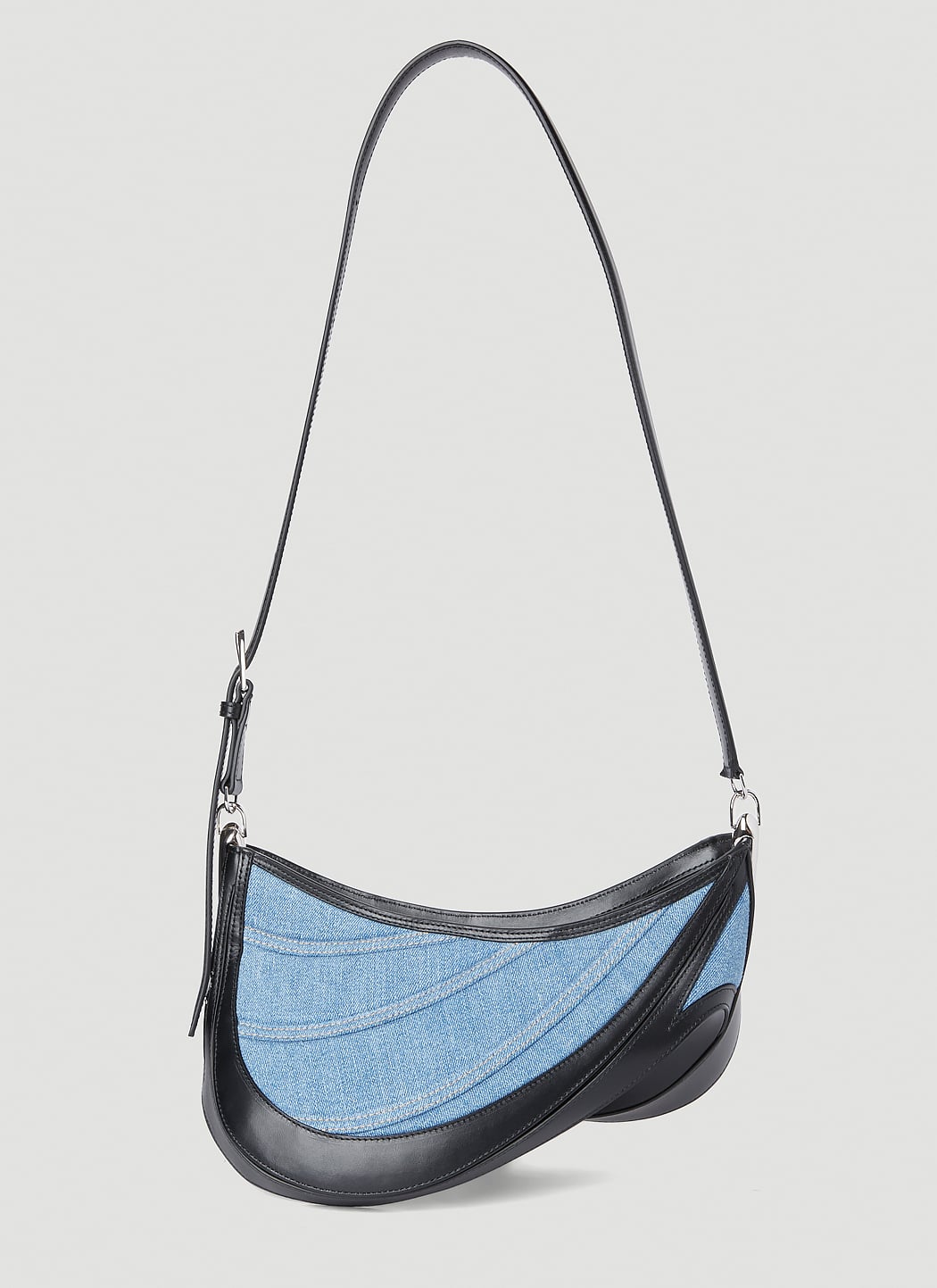 Mugler Women Denim Spiral Curve 01 Shoulder Bag MUGLER
