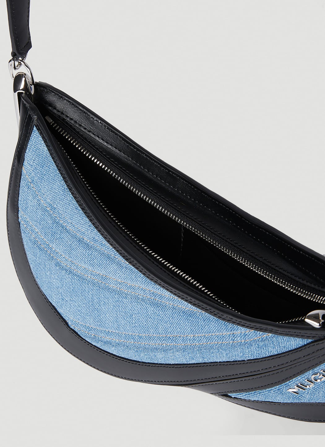 Mugler Women Denim Spiral Curve 01 Shoulder Bag MUGLER
