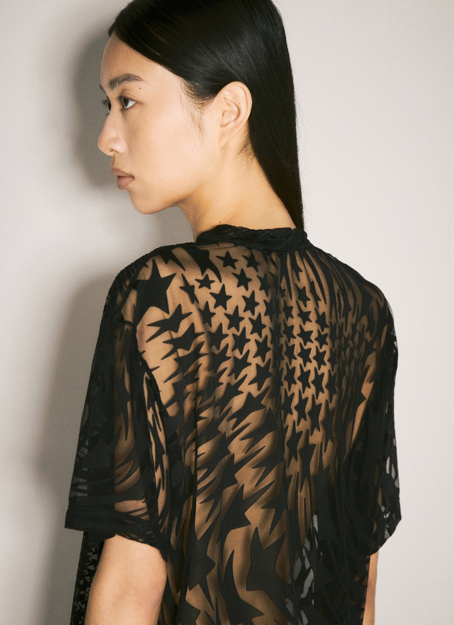 Mugler Women Sheer Flocked Star T-Shirt MUGLER