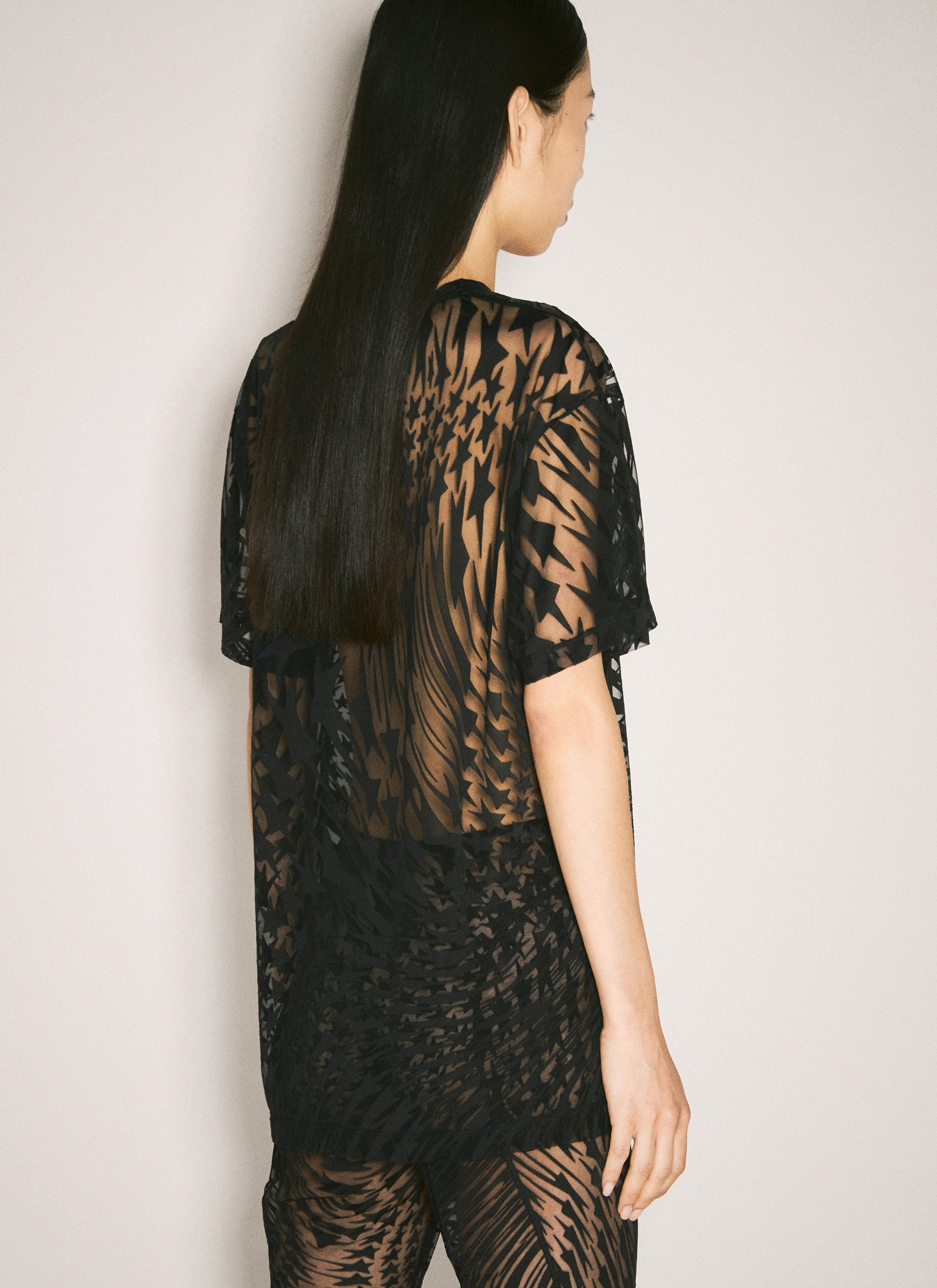 Mugler Women Sheer Flocked Star T-Shirt MUGLER