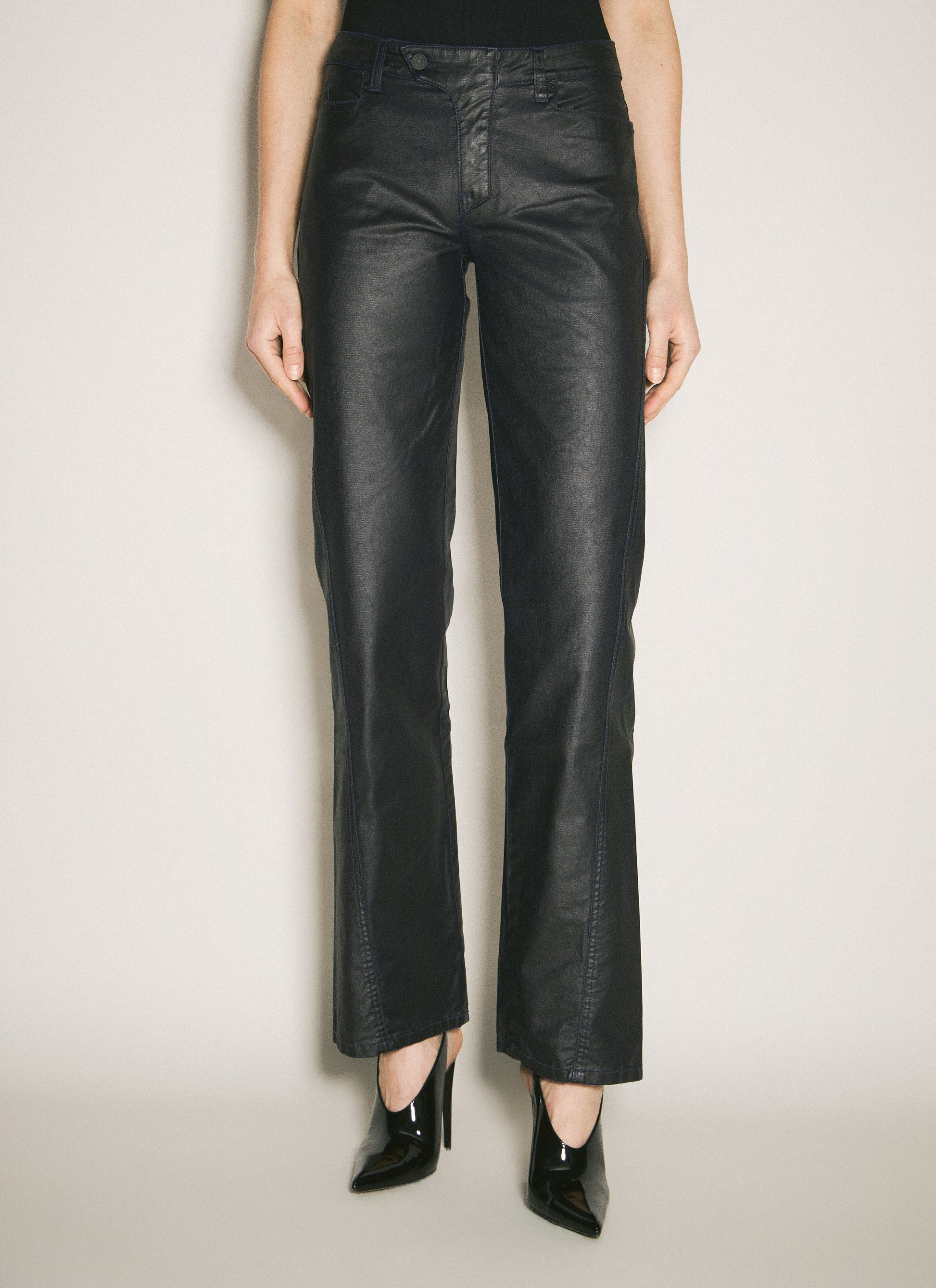 Mugler Women Waxed Straight Leg Pants MUGLER