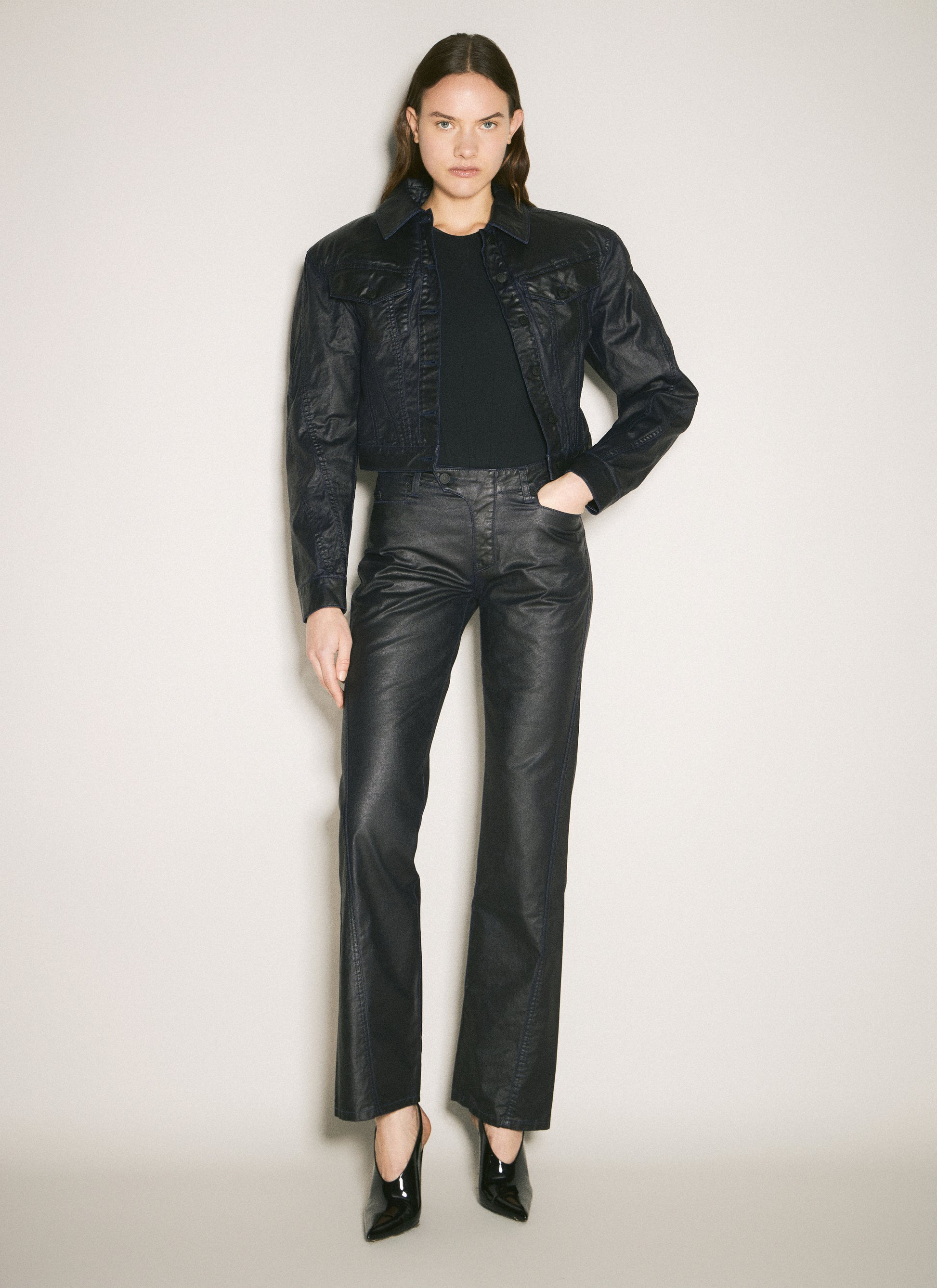 Mugler Women Waxed Straight Leg Pants MUGLER