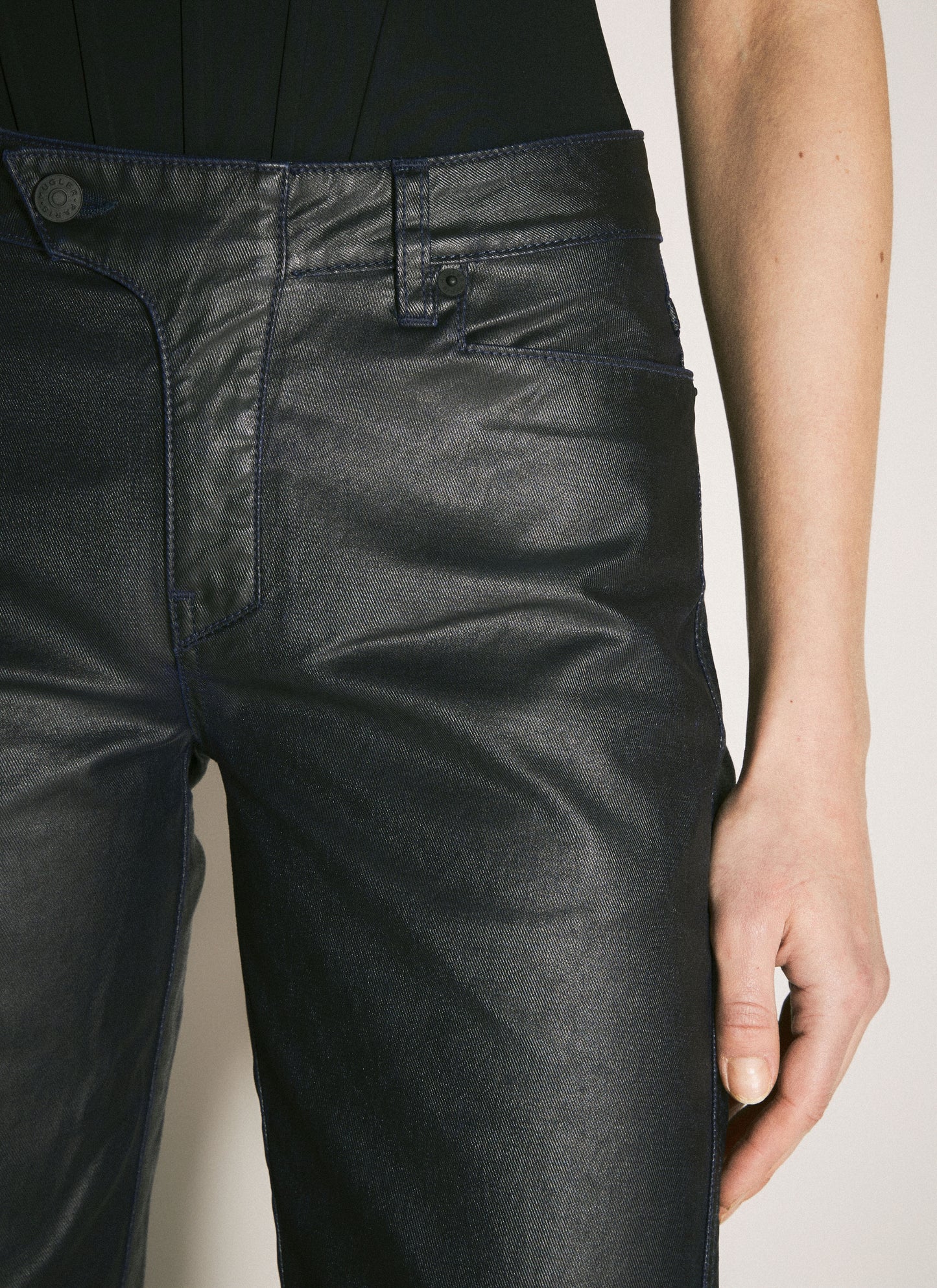 Mugler Women Waxed Straight Leg Pants MUGLER