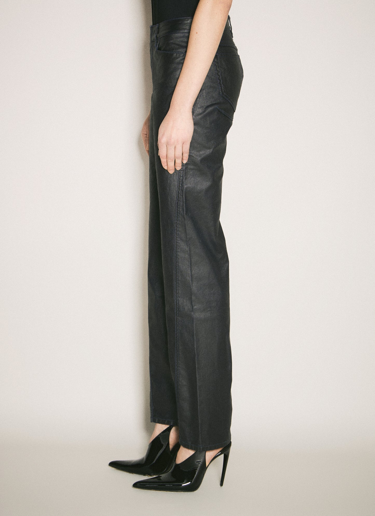 Mugler Women Waxed Straight Leg Pants MUGLER